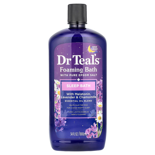 Dr. Teal's, Foaming Bath With Pure Epsom Salt, With  Melatonin, Lavender & Chamomile, 34 fl oz (100 ml)
