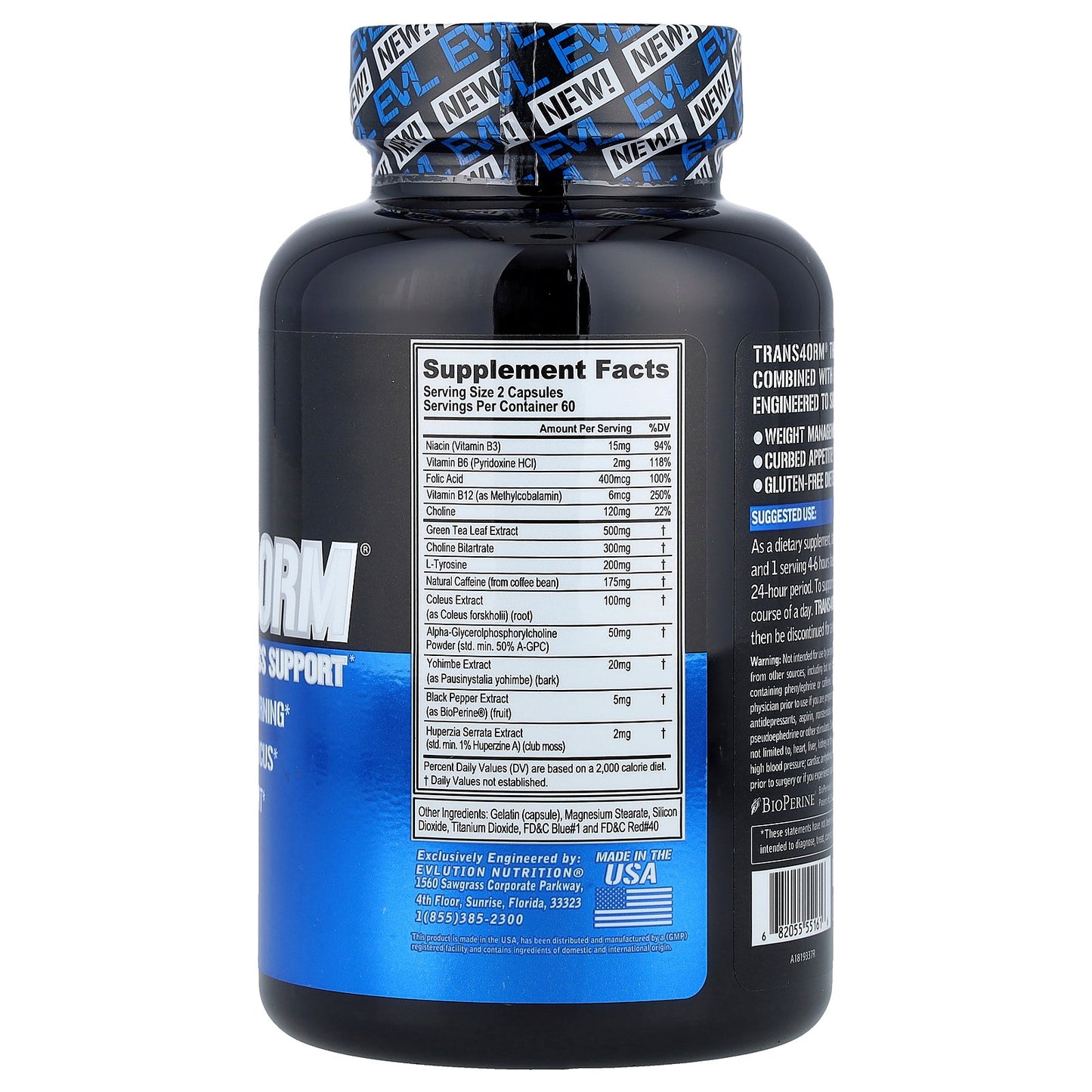 EVLution Nutrition, Trans4orm®, Energized Weight Loss Support, 120 Capsules