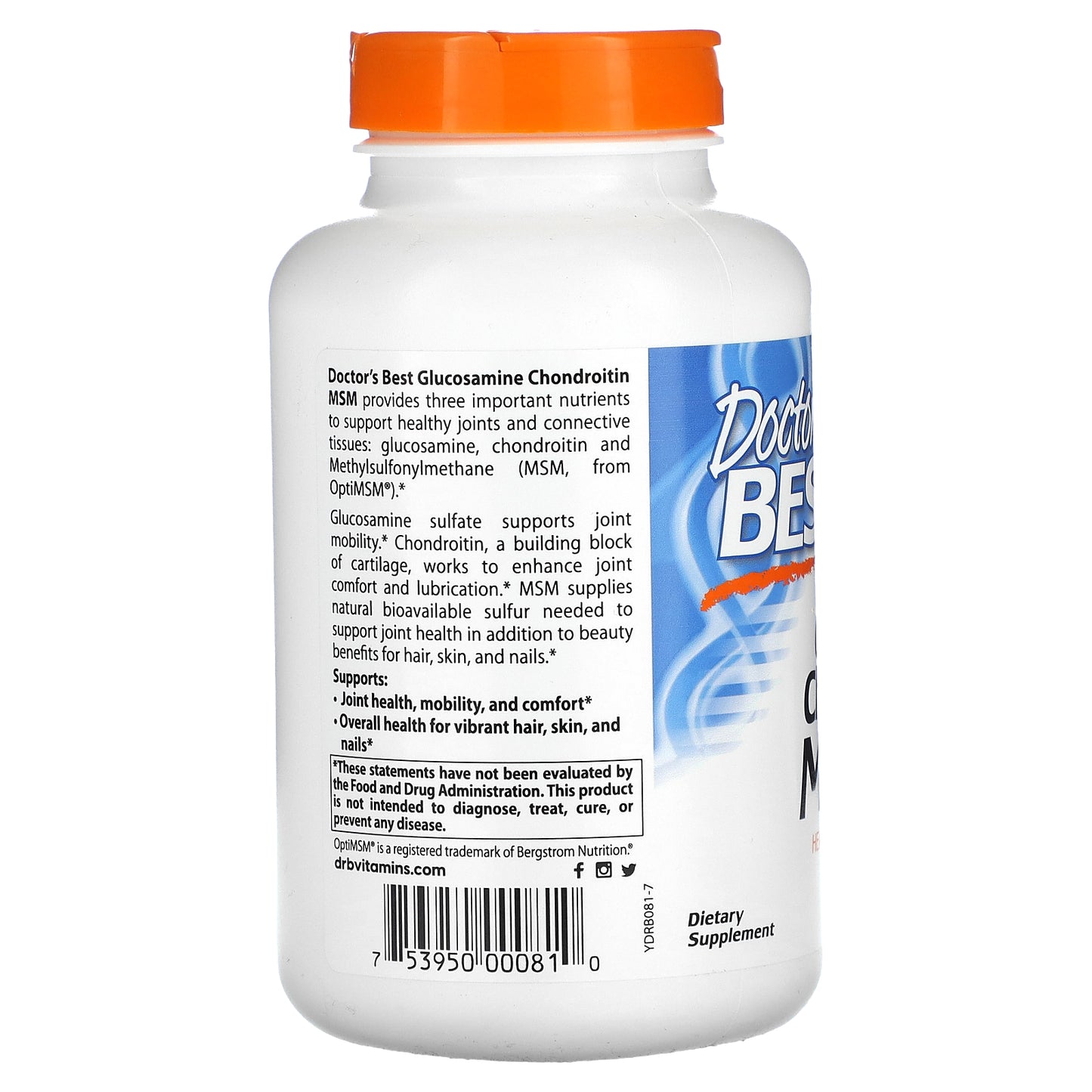 Doctor's Best, Glucosamine Chondroitin MSM with OptiMSM®, 240 Veggie Capsules