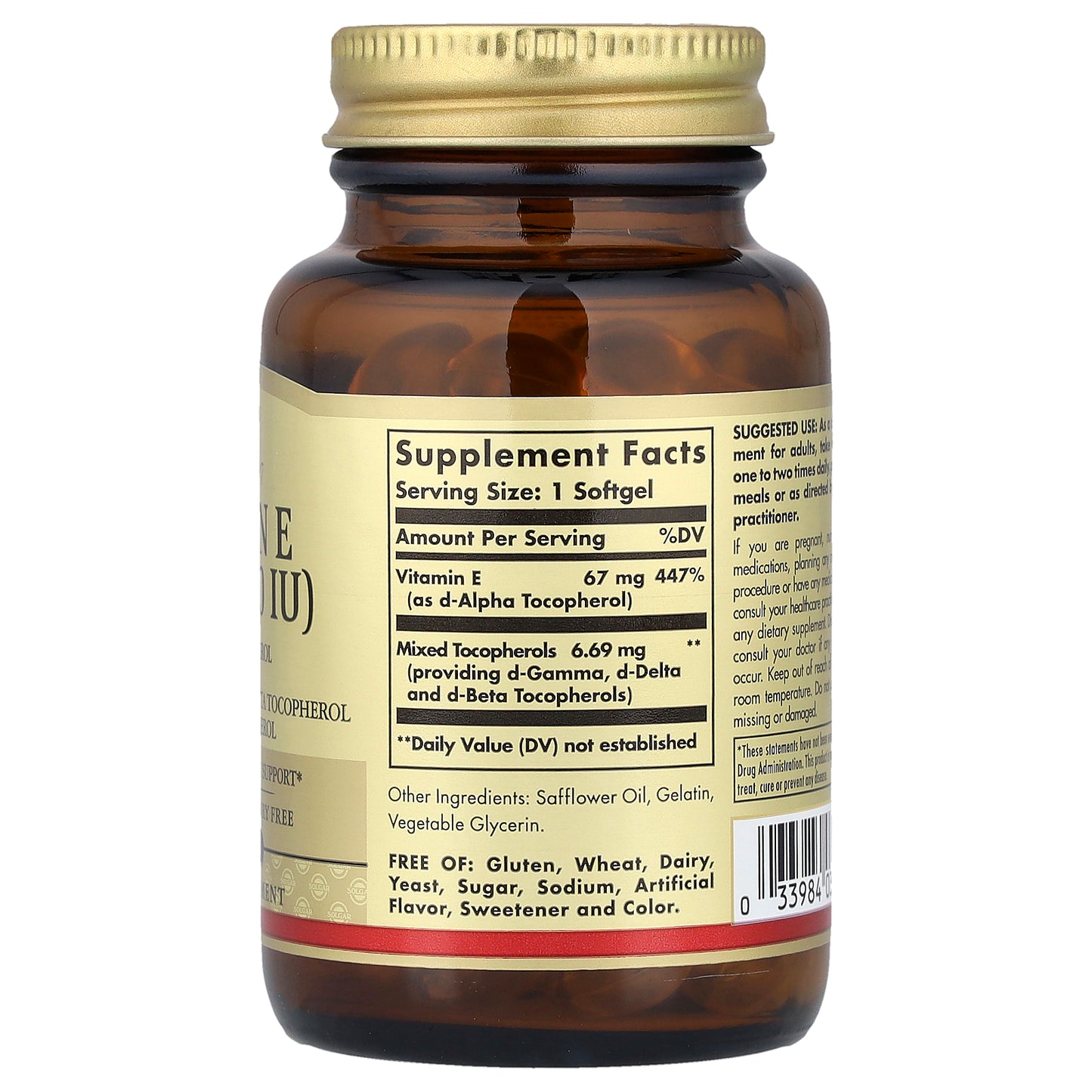 Solgar, Vitamin E, 67 mg (100 IU), 100 Softgels