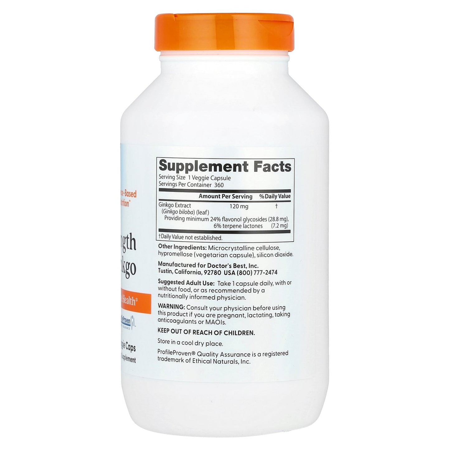 Doctor's Best, Ginkgo, 120 mg, 360 Veggie Caps