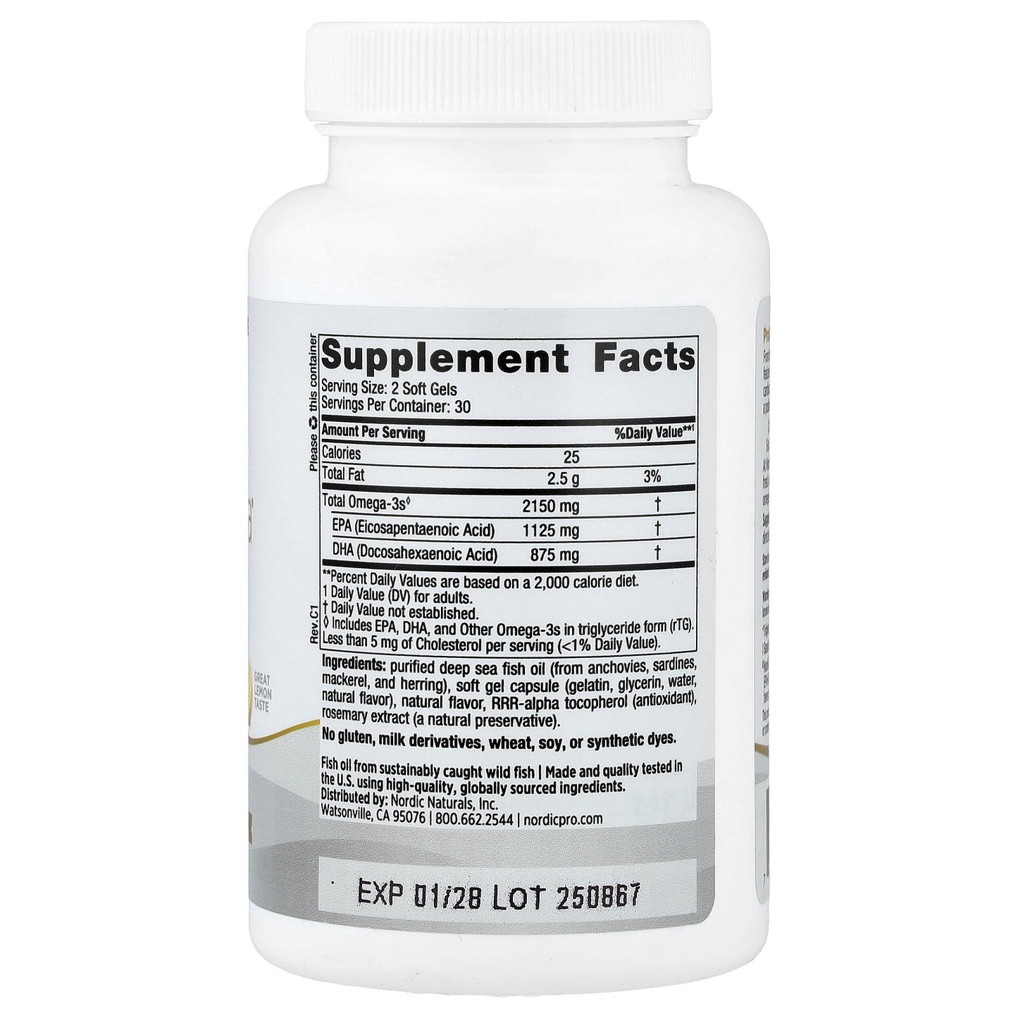 Nordic Naturals, ProOmega® 2000, Lemon, 60 Soft Gels (1,075 mg per Soft Gel)