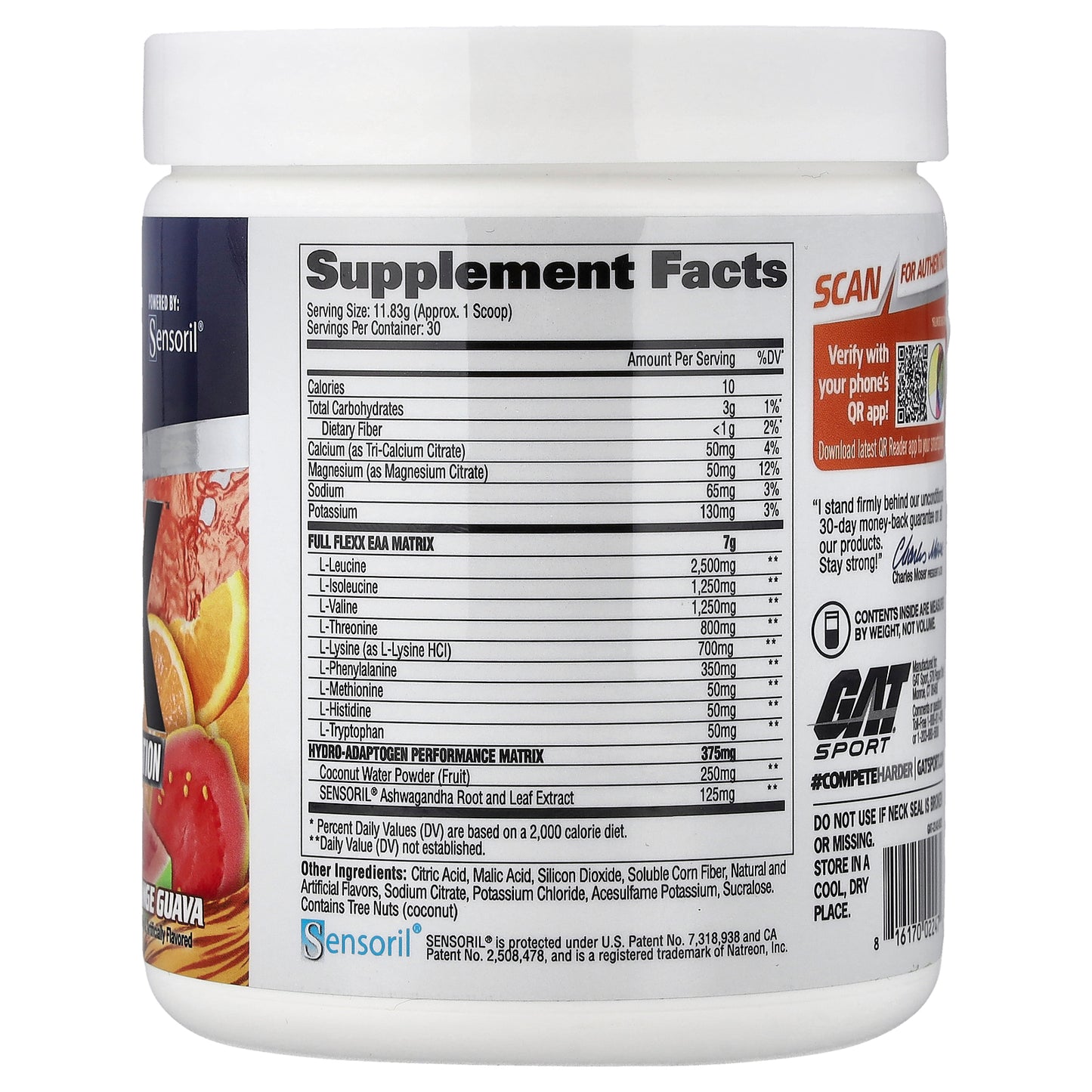 GAT, Flexx EAAs + Hydration, Orange Guava, 12.5 oz (354.9 g)