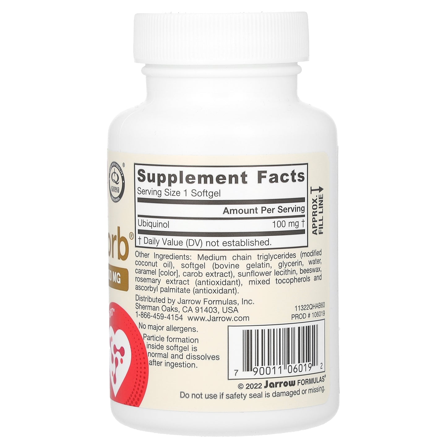 Jarrow Formulas, Ubiquinol QH-Absorb, Max Absorption, 100 mg, 60 Softgels