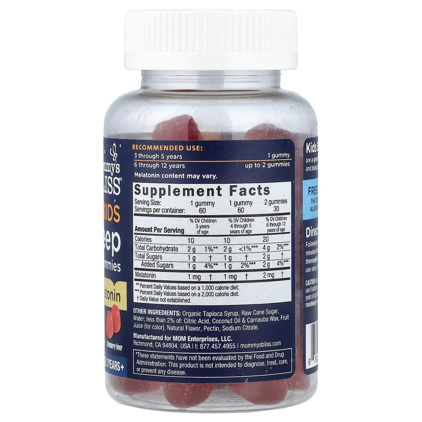 Mommy's Bliss, Kids, Sleep Gummies with Melatonin, Age 3 Years+, Strawberry, 60 Gummies