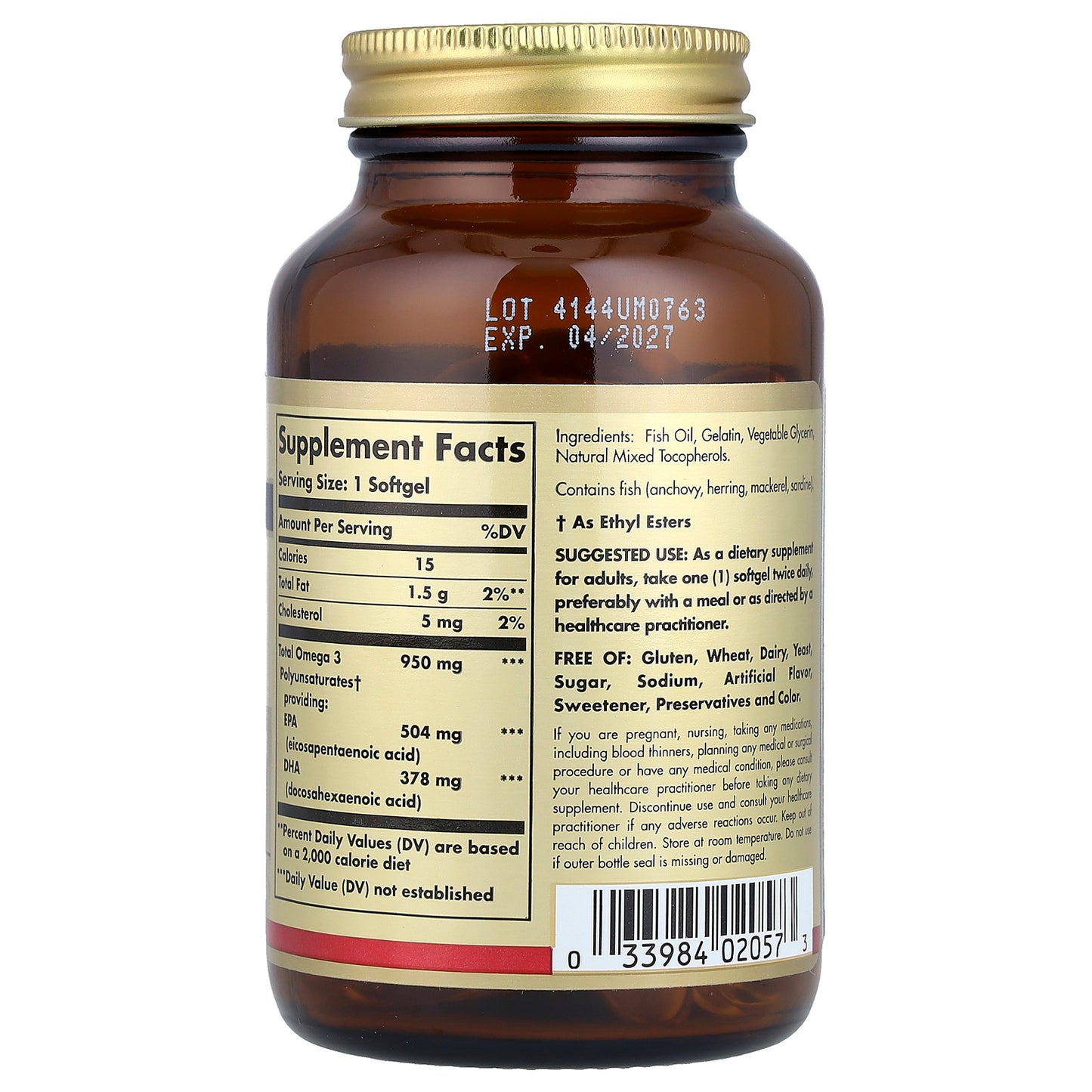 Solgar, Omega-3, EPA & DHA, Triple Strength, 950 mg, 50 Softgels