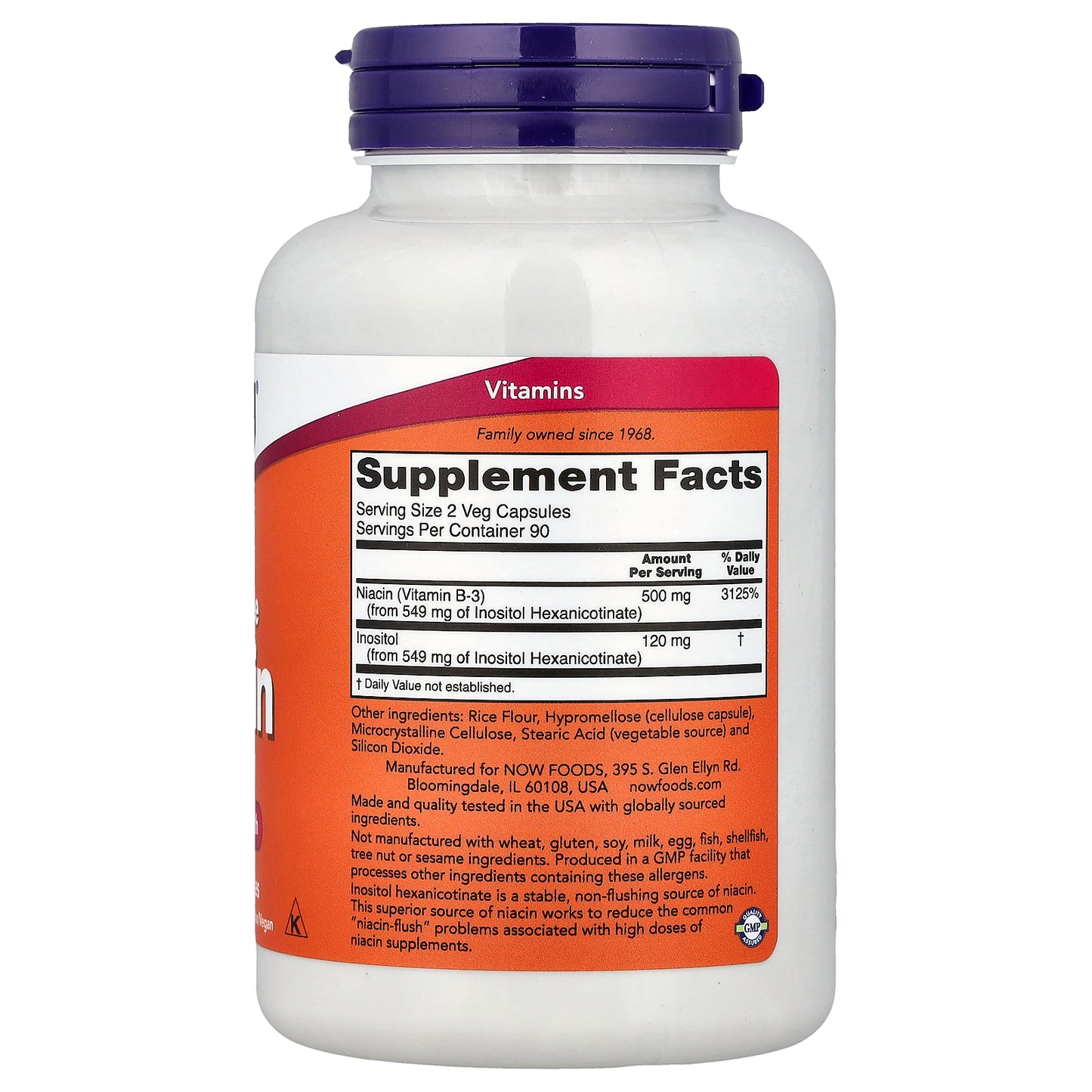 NOW Foods, Flush-Free Niacin, 250 mg, 180 Veg Capsules