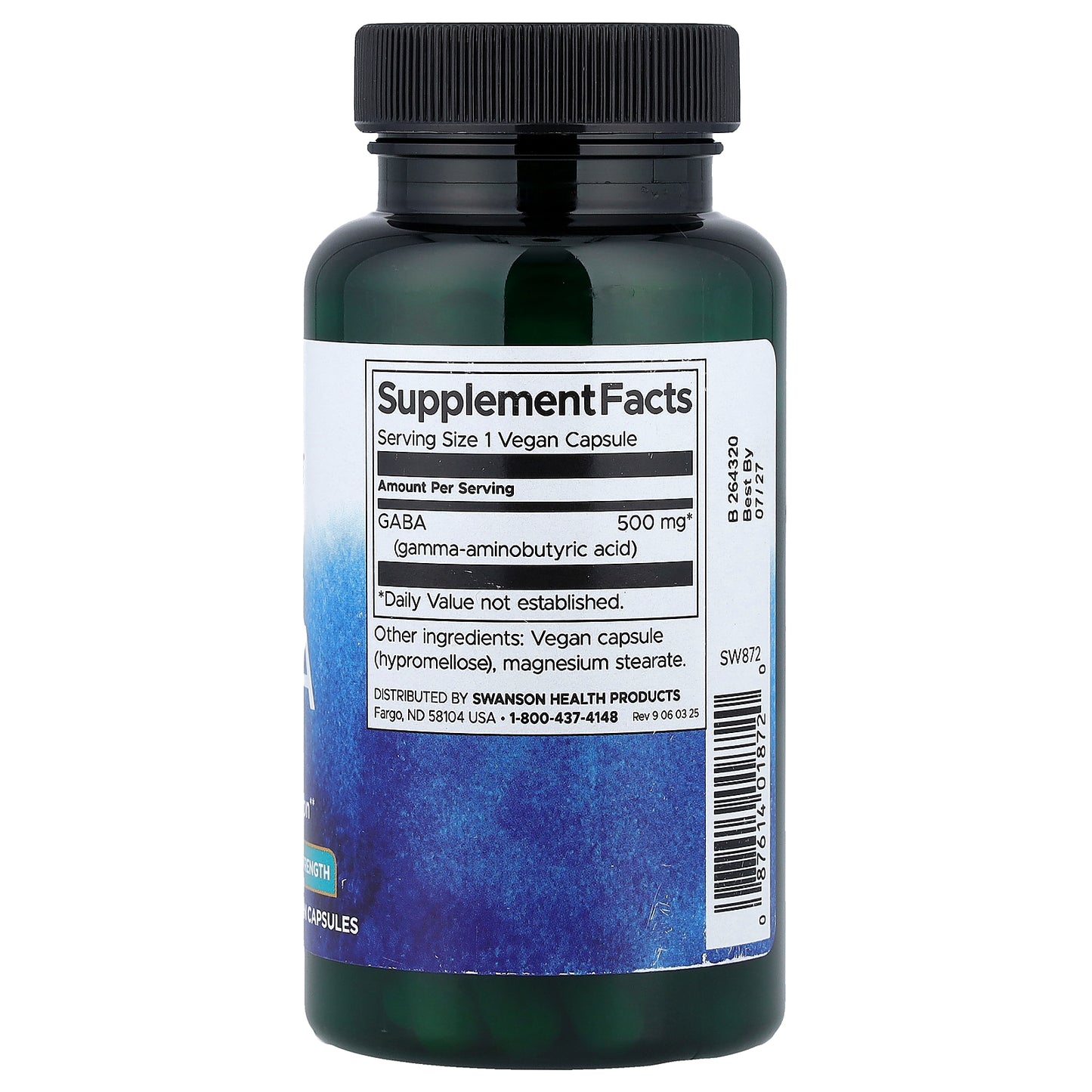 Swanson, GABA, 500 mg, 100 Vegan Capsules