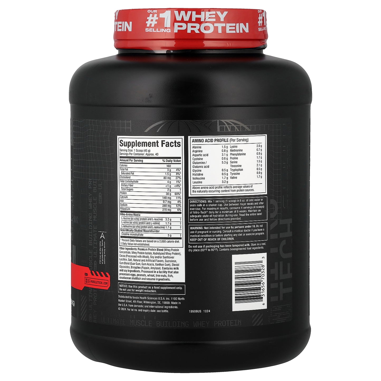 MuscleTech, Nitro-Tech™ Whey Protein, Milk Chocolate, 4 lbs (1.81 kg)