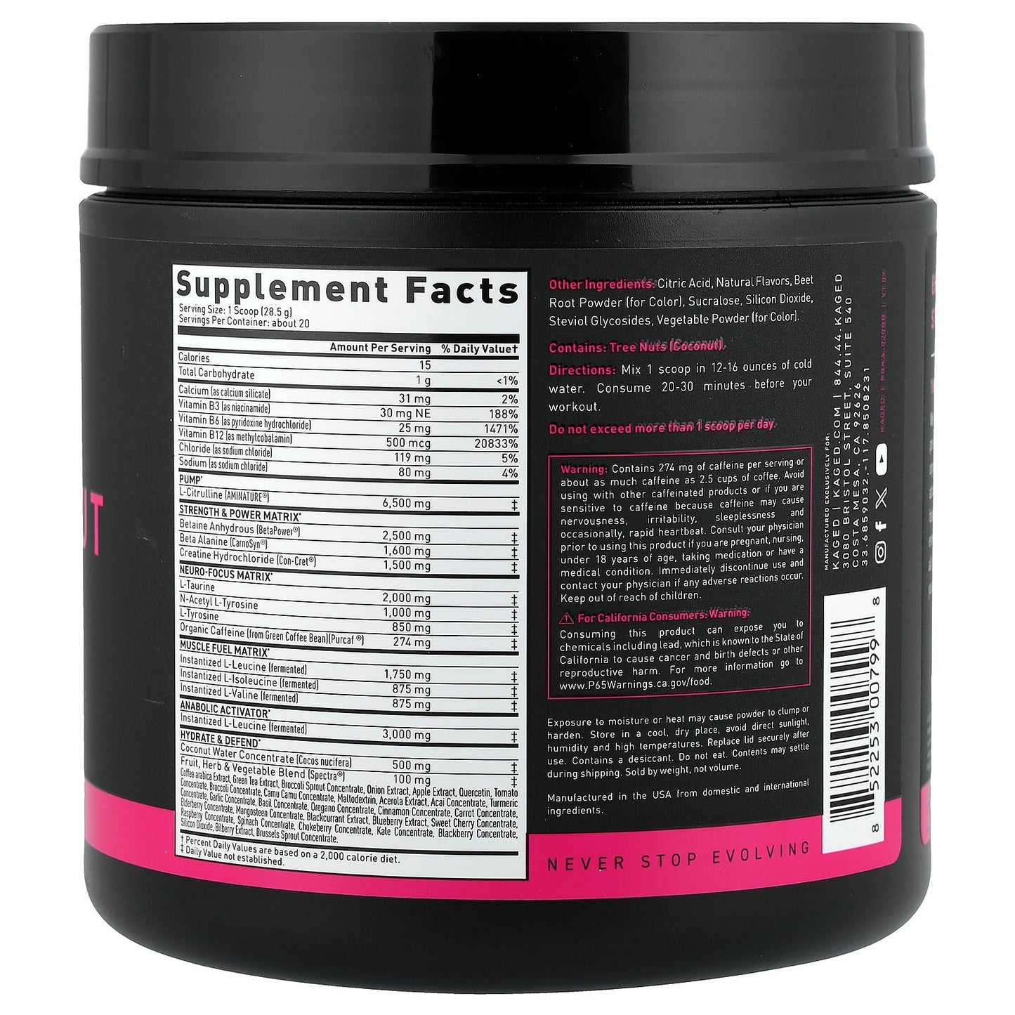 Kaged, Pre-Workout, Berry Blast, 1.25 lb (570 g)