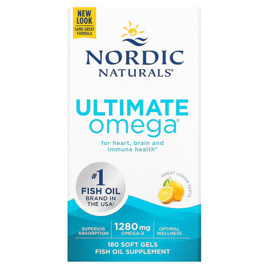 Nordic Naturals, Ultimate Omega, Lemon, 1,280 mg, 180 Soft Gels (640 mg per Soft Gel)