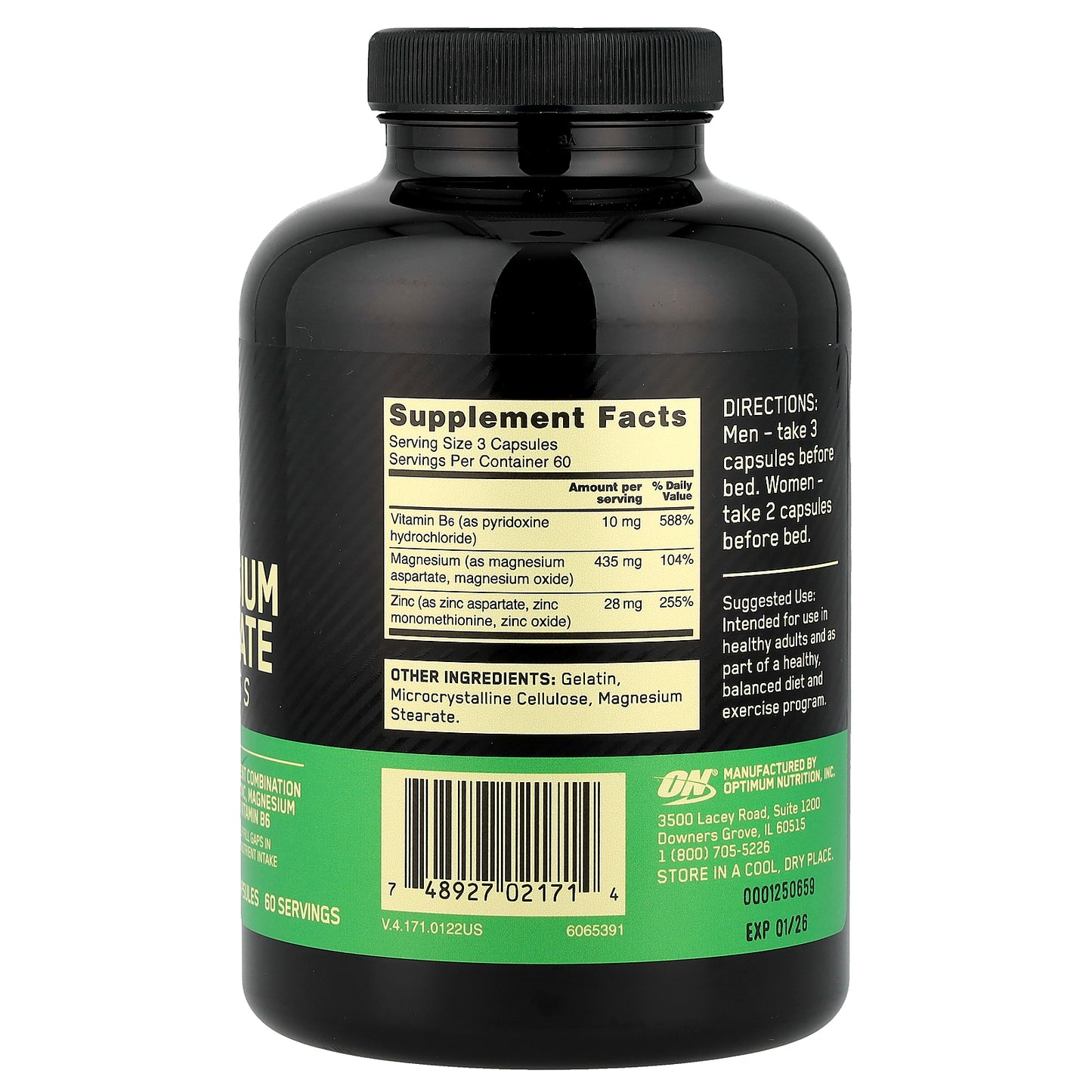 Optimum Nutrition, Zinc Magnesium Aspartate, 180 Capsules