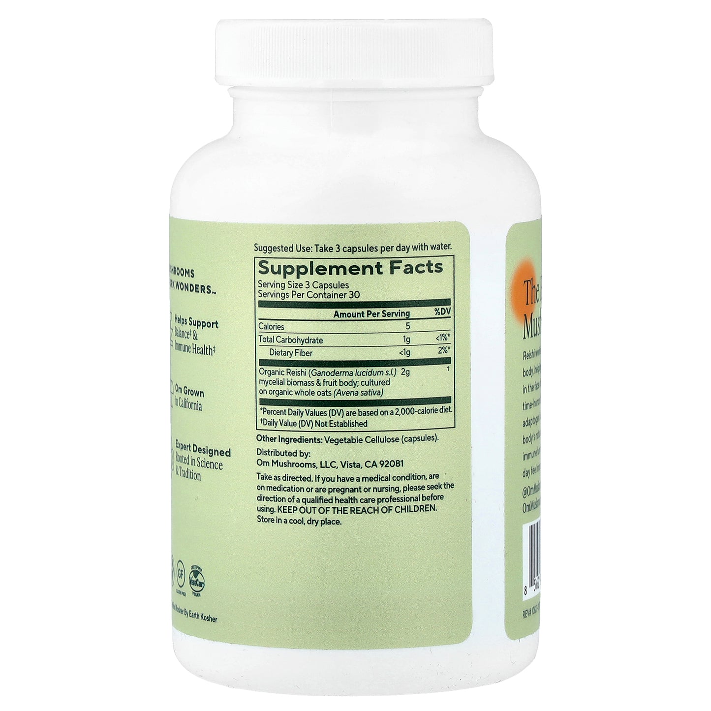 Om Mushrooms, Reishi Mushroom Capsules, 90 Vegetable Capsules (666 mg per Capsule )