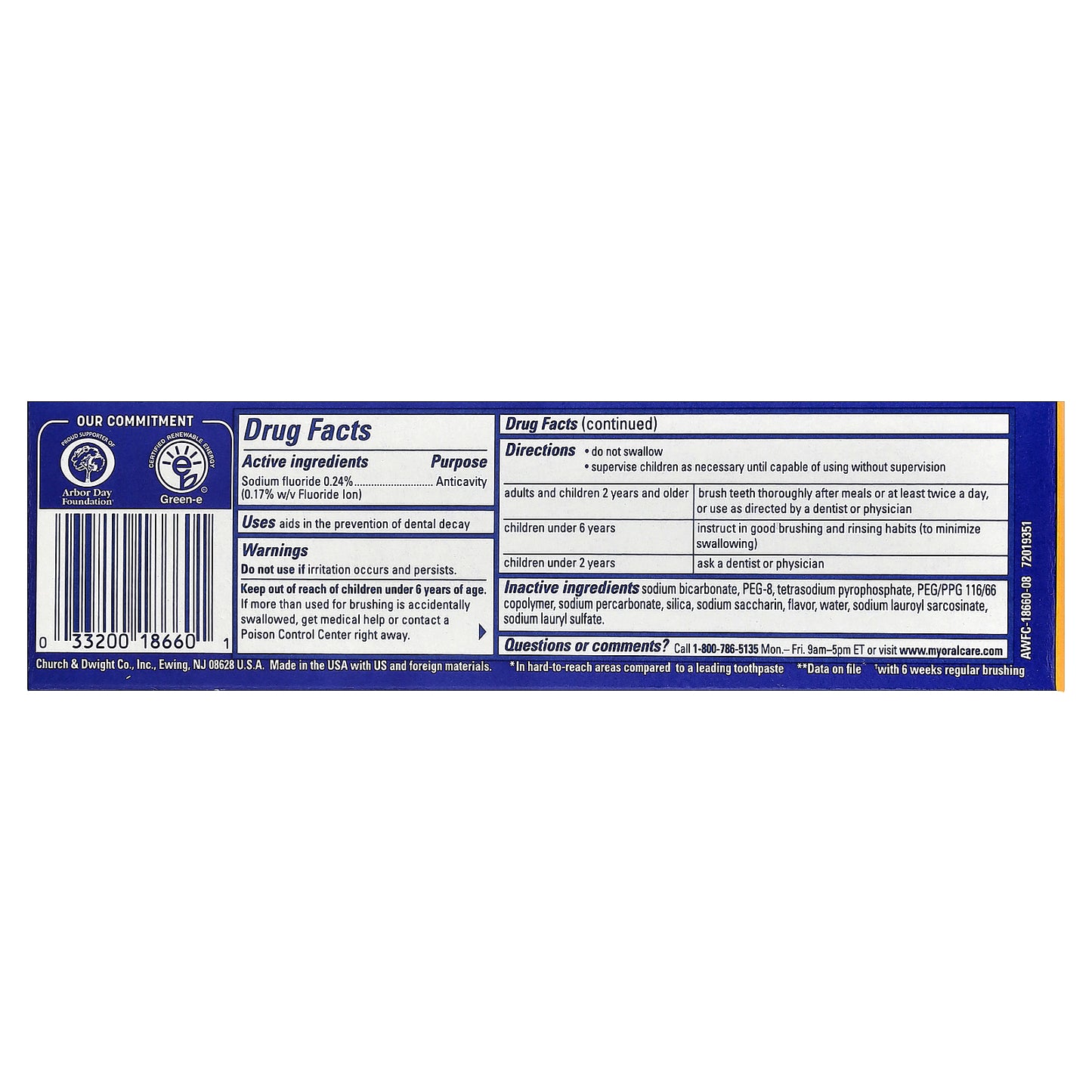 Arm & Hammer, AdvanceWhite, Anticavity Fluoride Toothpaste, Clean Mint, 4.3 oz (121 g)