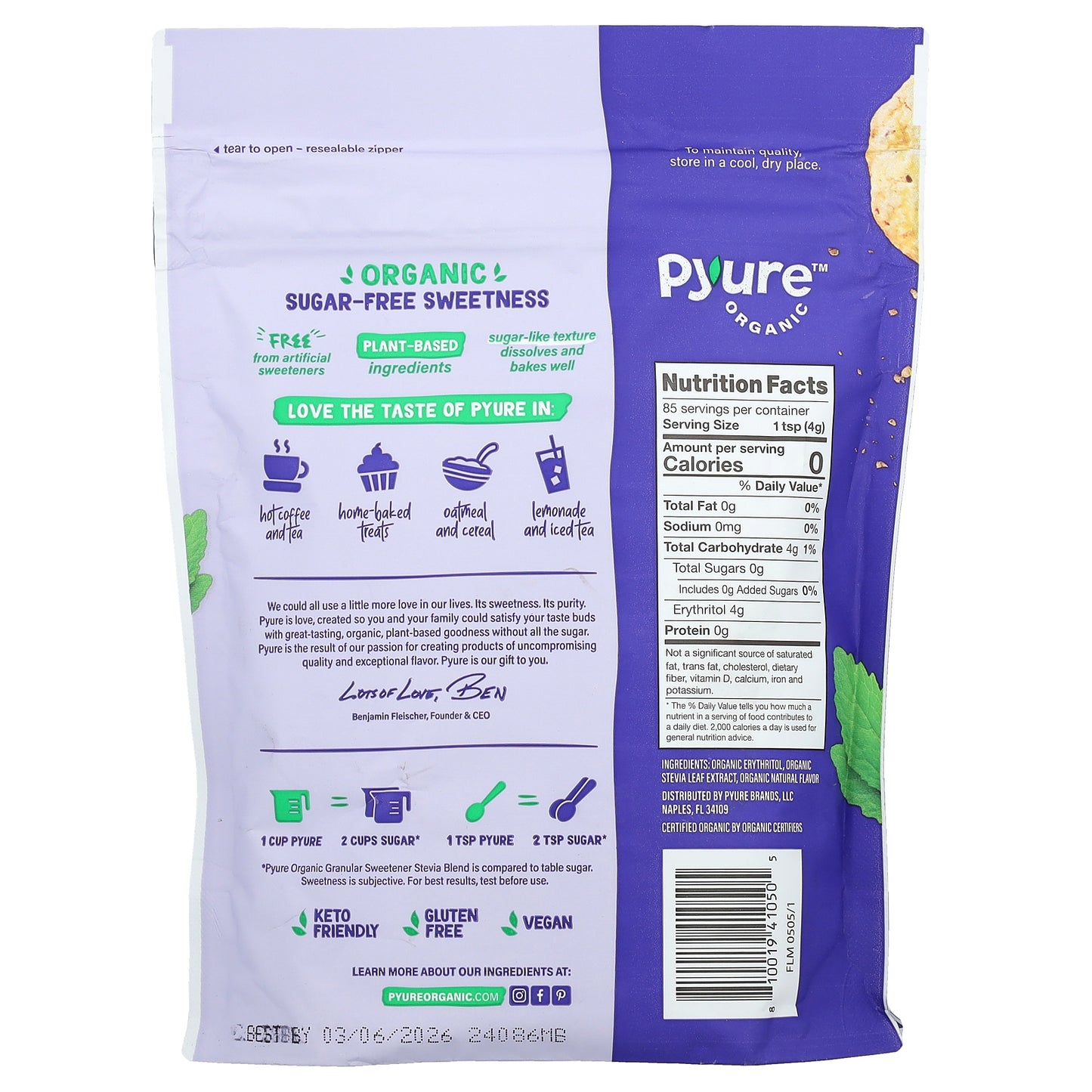 Pyure, Organic Granular Sweetener, Stevia Blend, 12 oz (340 g)