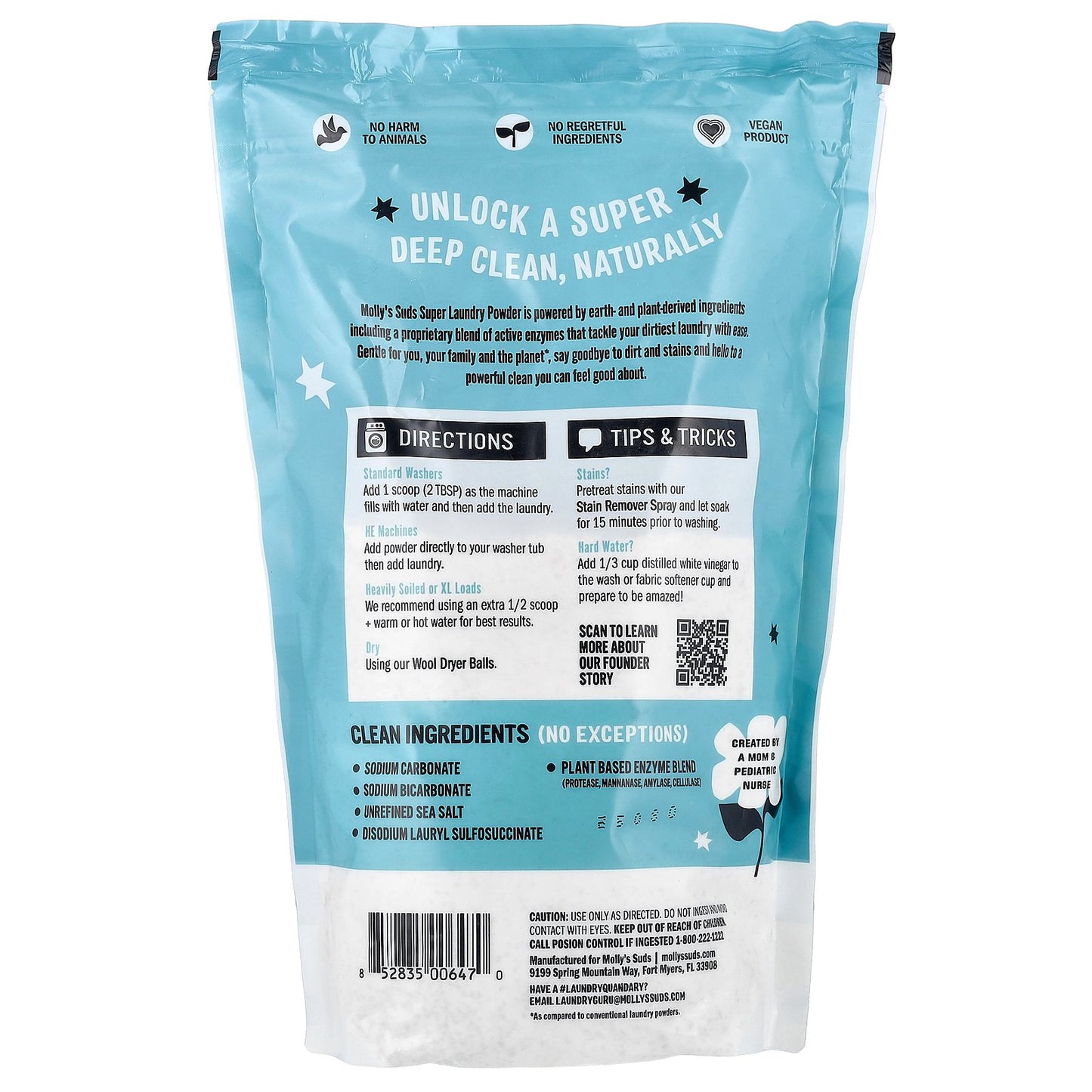 Molly's Suds, Super Laundry Powder, Unscented, 60 Loads, 60 oz (1.7 kg)