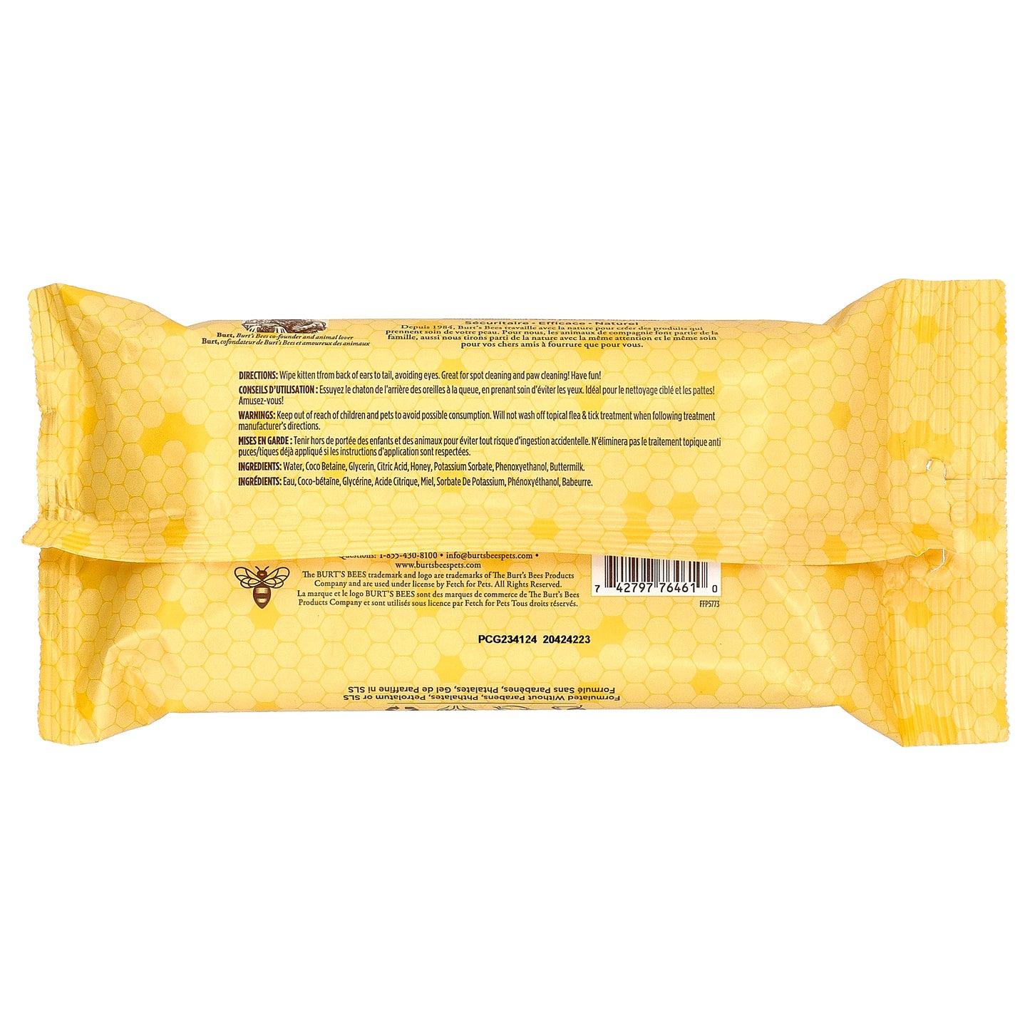 Burt's Bees, Gentle Cleansing Wipes with Buttermilk, For Kittens, 50 Count