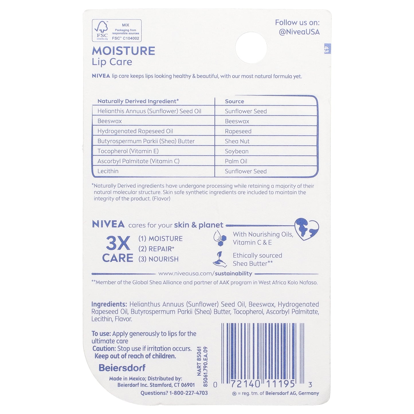 Nivea, Moisture Lip Care, 0.17 oz (4.8 g)