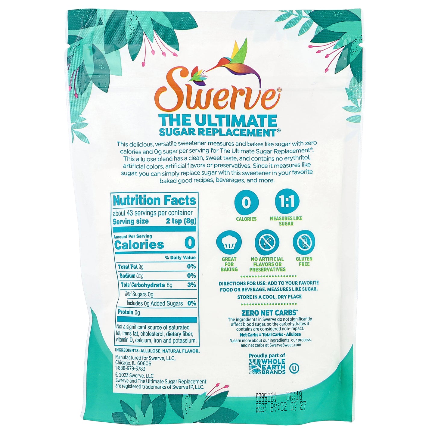 Swerve, Zero Calorie Sweetener, Allulose Blend, 12 oz (340 g)