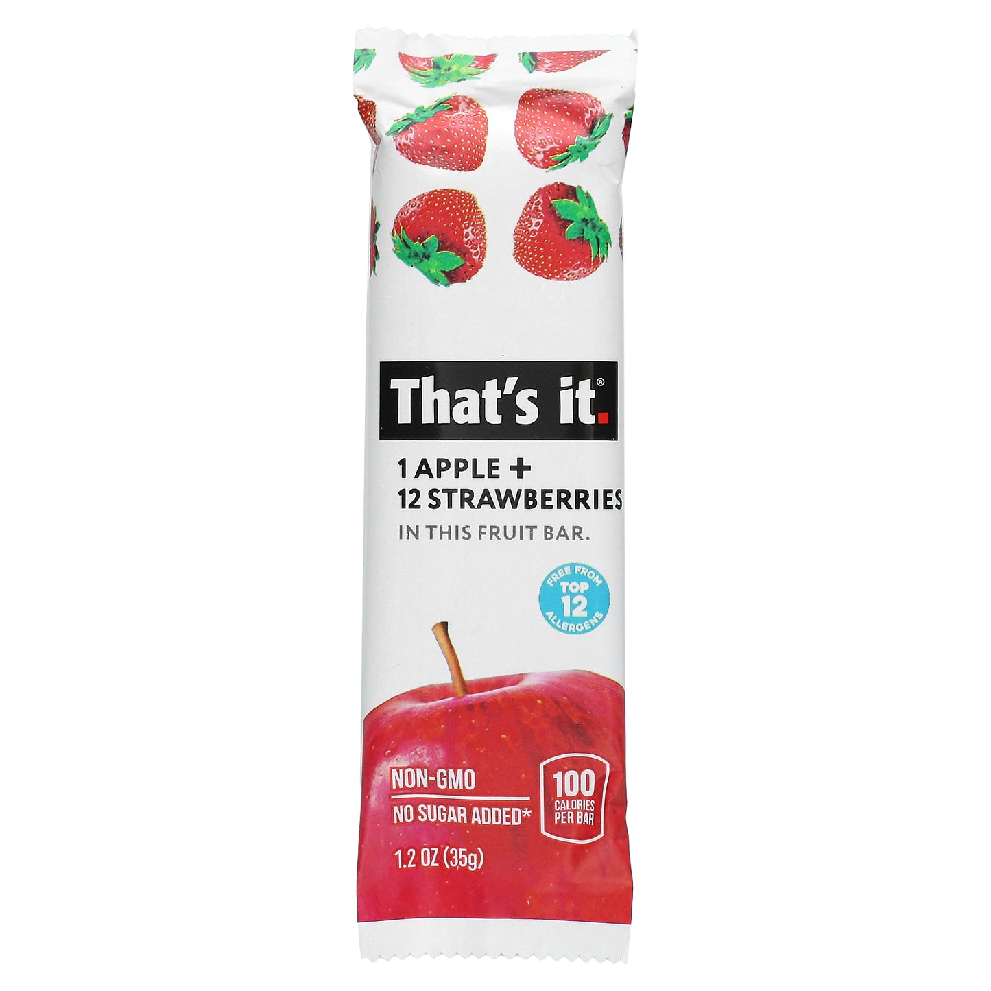 That's It, Fruit Bar, Apple + Strawberries, 5 Bars, 1.2 oz (35 g) Each