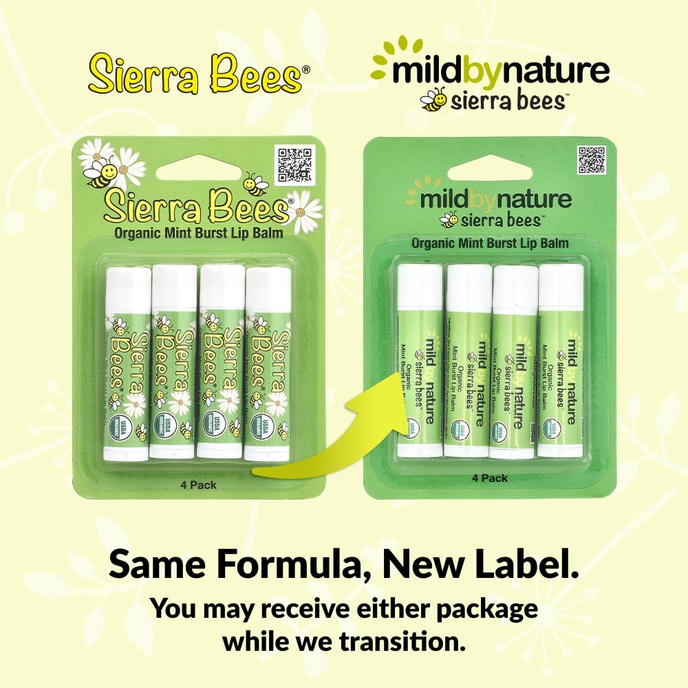 Mild By Nature, Sierra Bees™, Organic Lip Balms, Mint Burst, 4 Pack, 0.15 oz (4.25 g) Each