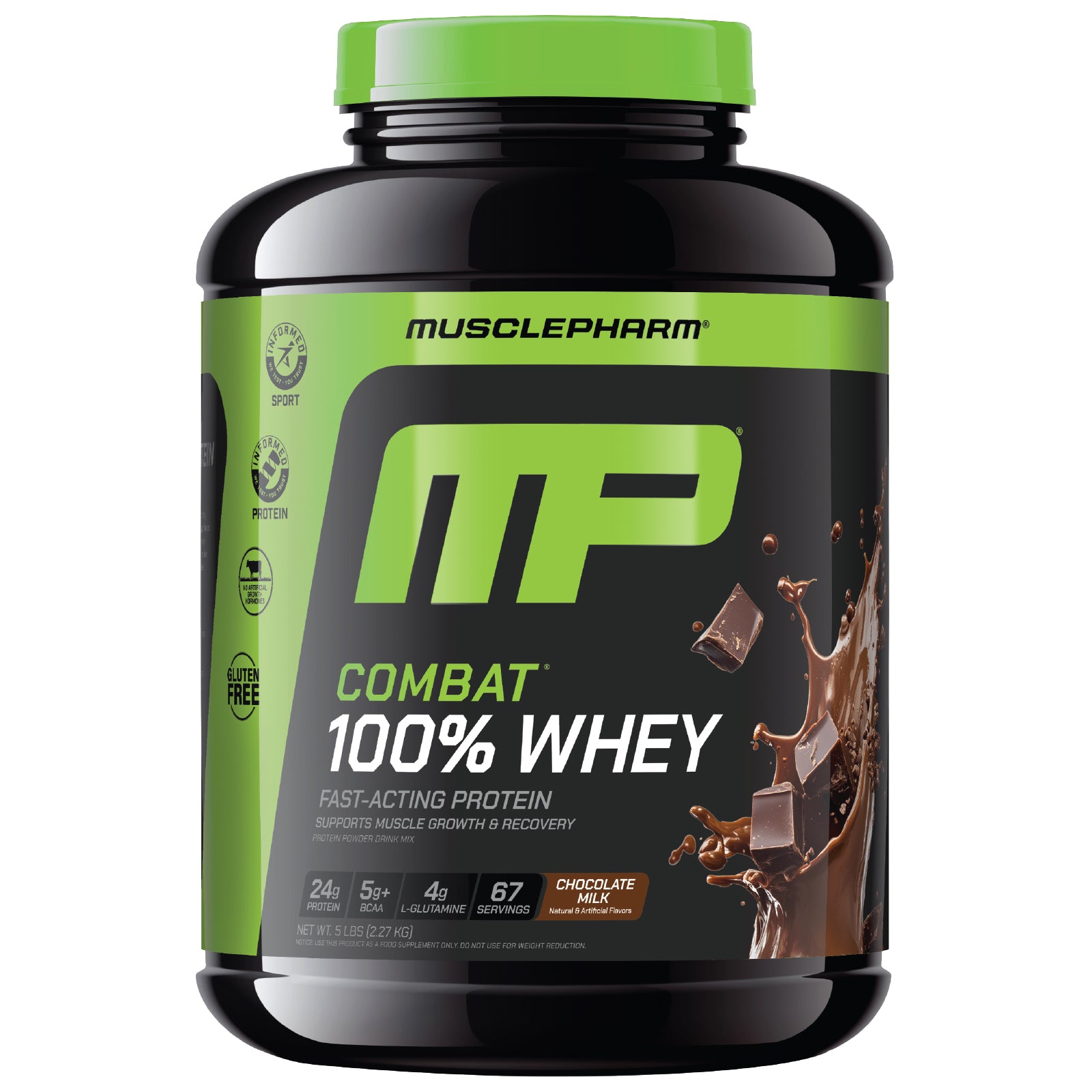 MusclePharm, Combat® 100% Whey Protein Powder, Chocolate Milk, 5 lbs (2.27 kg)