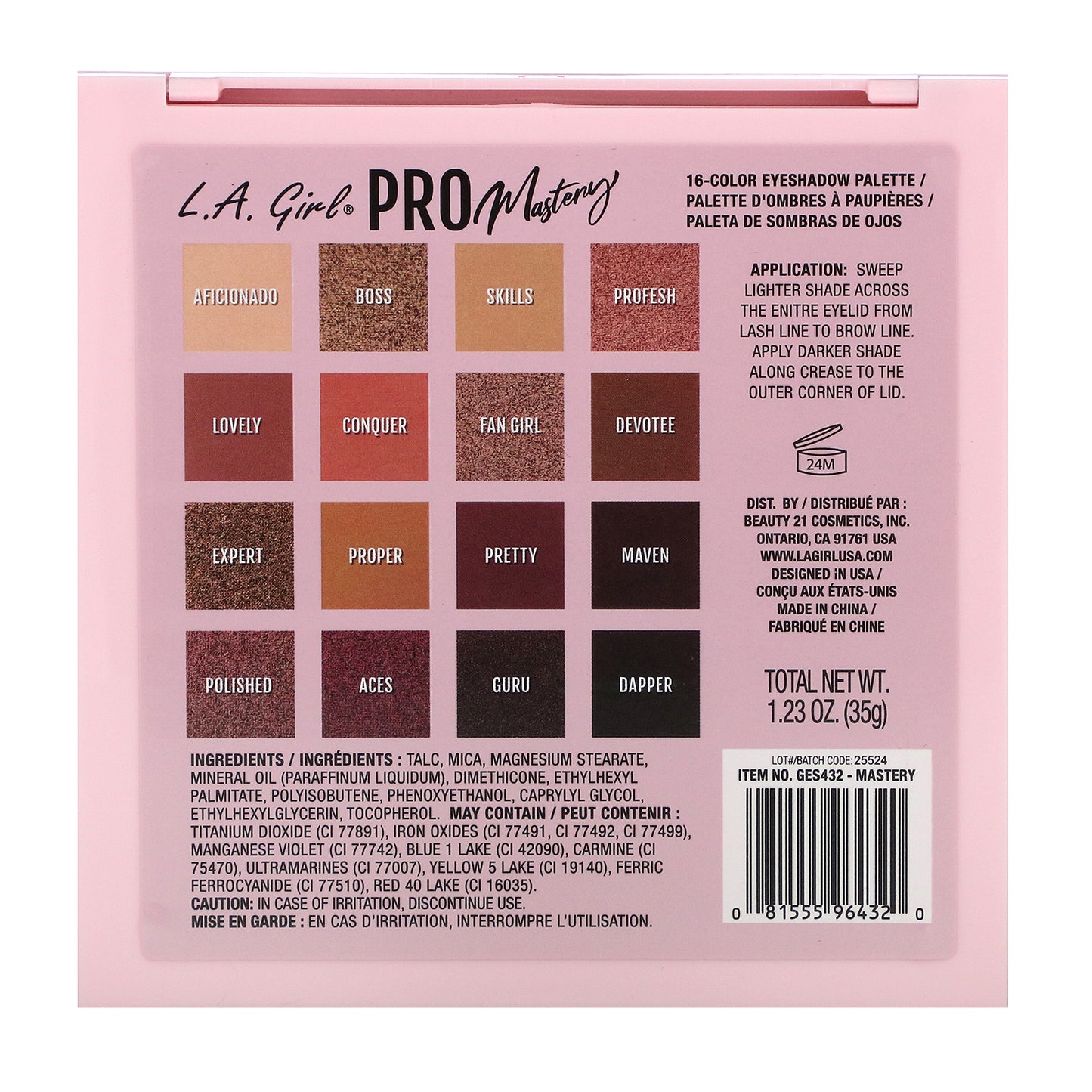 L.A. Girl, Pro Eyeshadow Palette, GES432 Mastery, 1.23 oz (35 g)