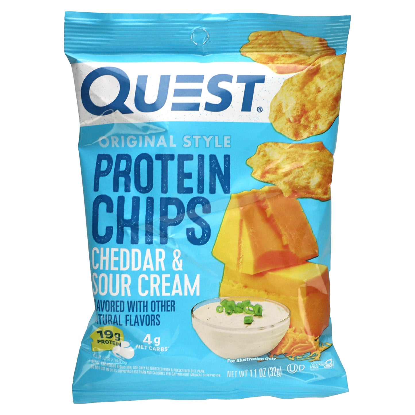 Quest Nutrition, Original Style Protein Chips, Cheddar & Sour Cream, 8 Bags, 1.1 oz (32 g) Each