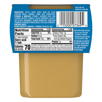 Gerber, Natural for Baby, Grain & Grow™, 2nd Foods®, Apple Banana Oatmeal Cereal, 2 Pack, 4 oz (113 g) Each