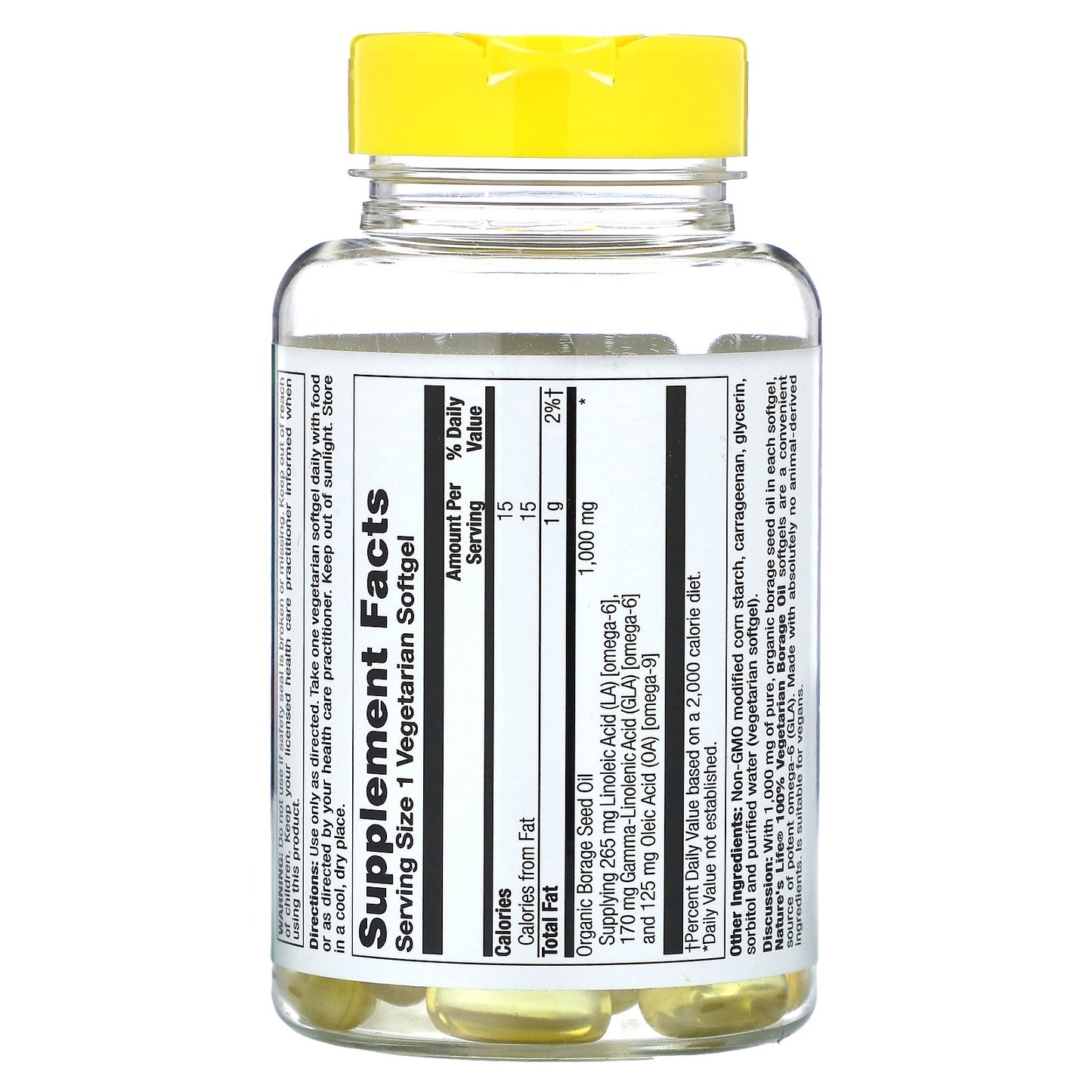 Nature's Life, Vegetarian Borage Oil, 60 Vegetarian Softgels (1,000 mg per Softgel)