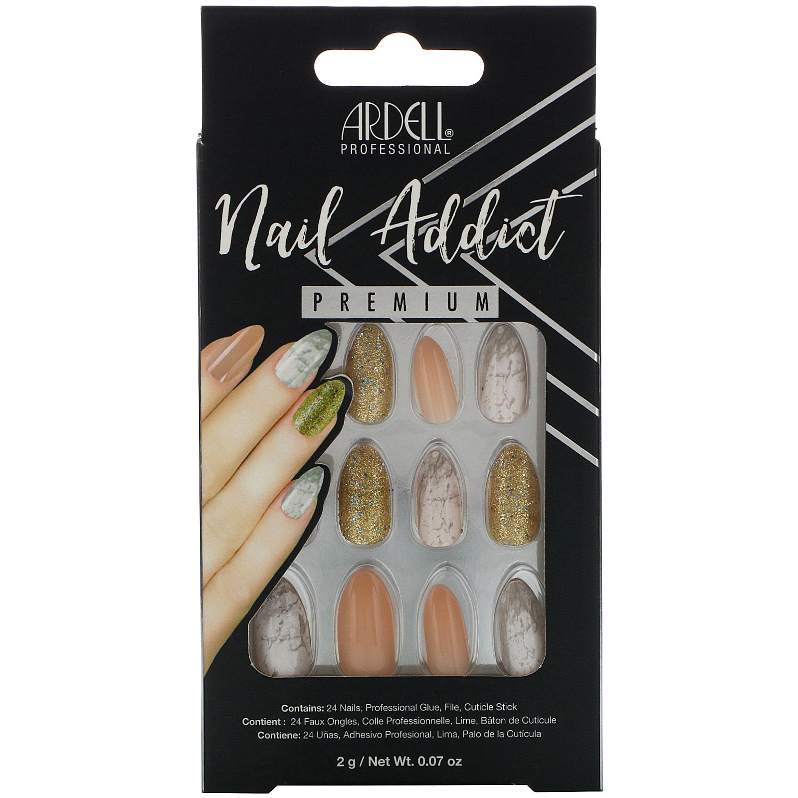 Ardell, Nail Addict Premium, Pink Marble & Gold, 0.07 oz (2 g)