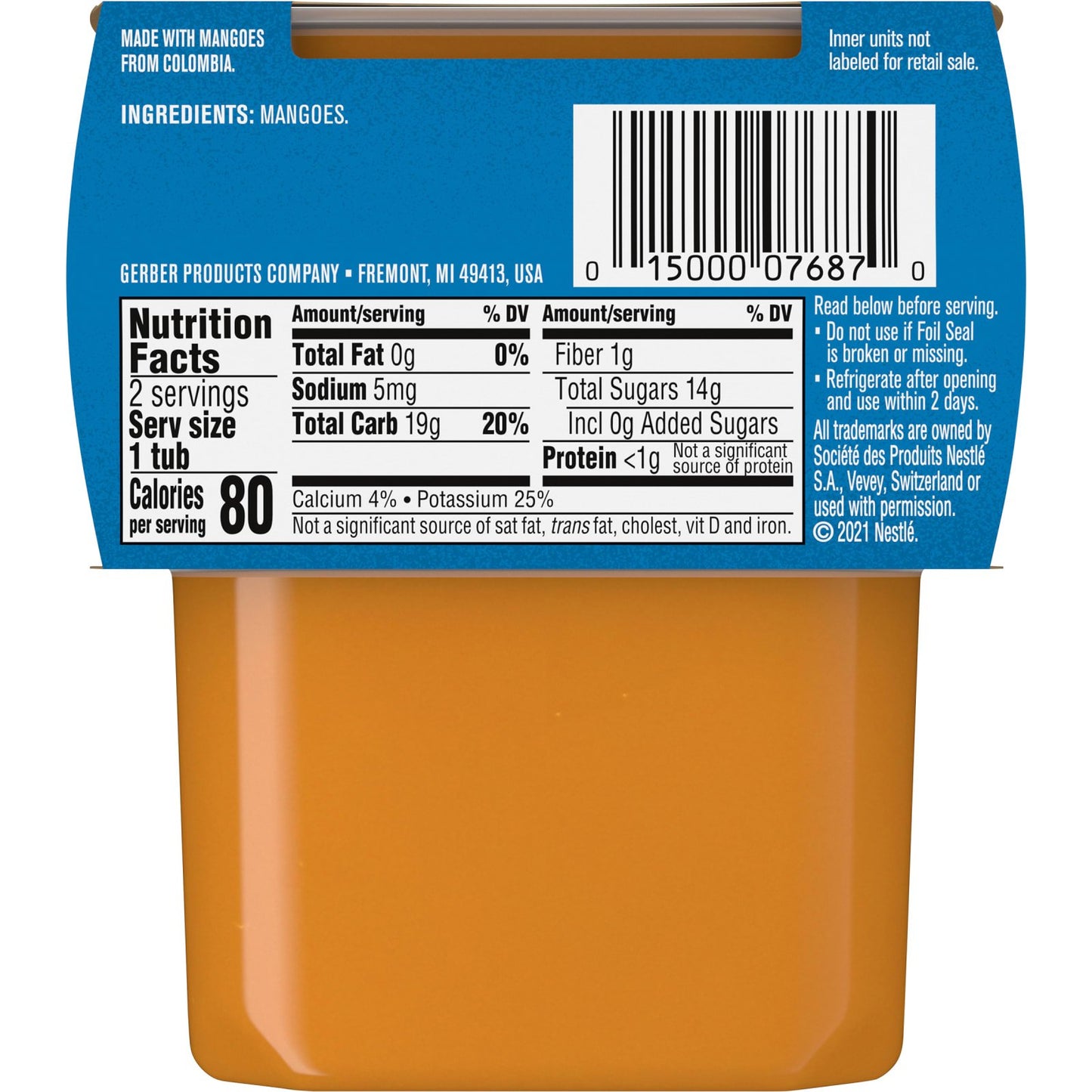 Gerber, Natural for Baby, 2nd Foods®, Mango, 2 Pack, 4 oz (113 g) Each