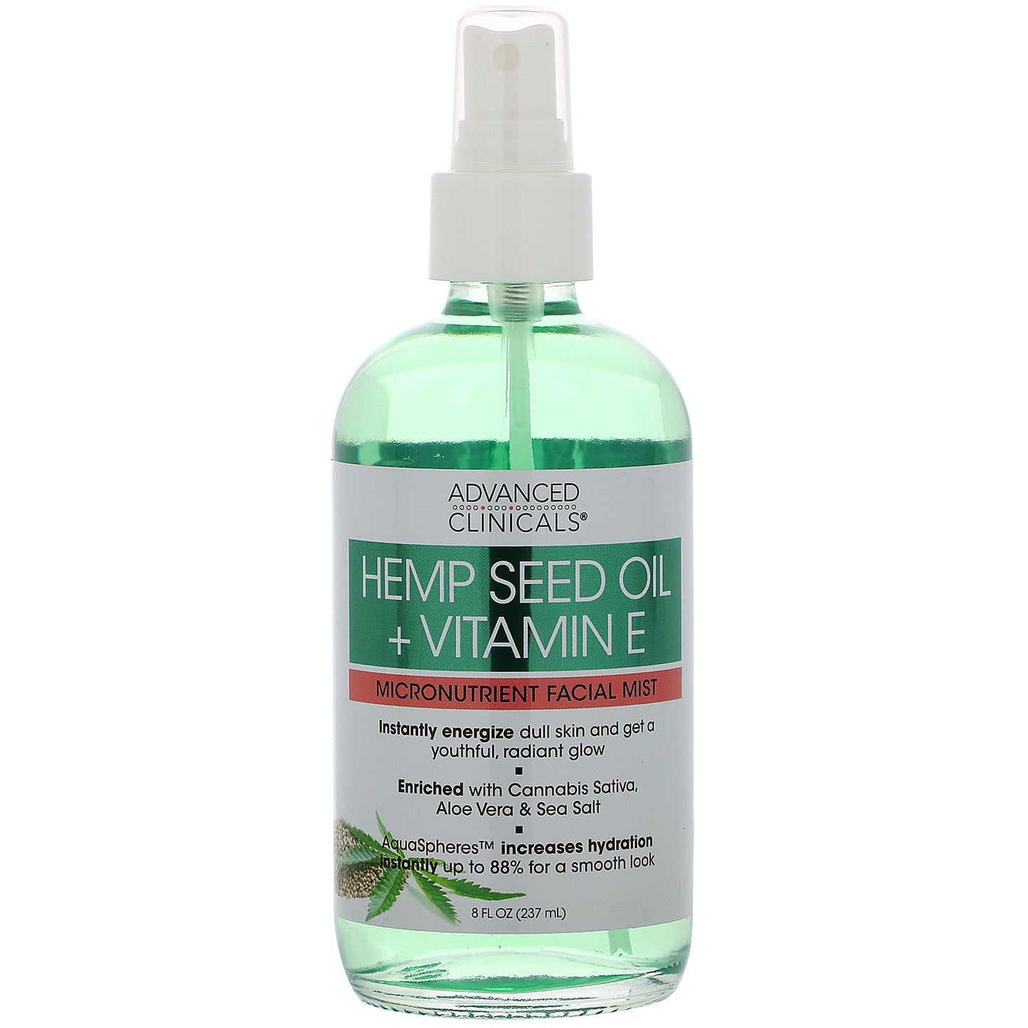 Advanced Clinicals, Hemp Seed Oil + Vitamin E,  Micronutrient Facial Mist, 8 fl oz (237 ml)