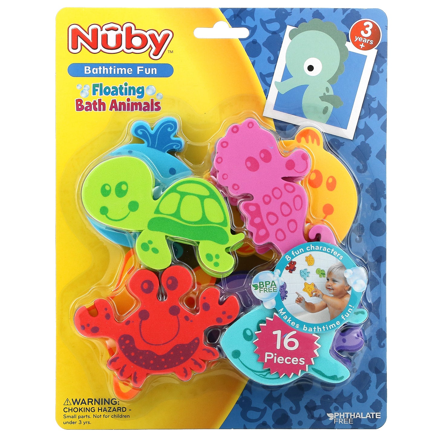 Nuby, Floating Bath Animals, 3+ Years, 16 Pieces