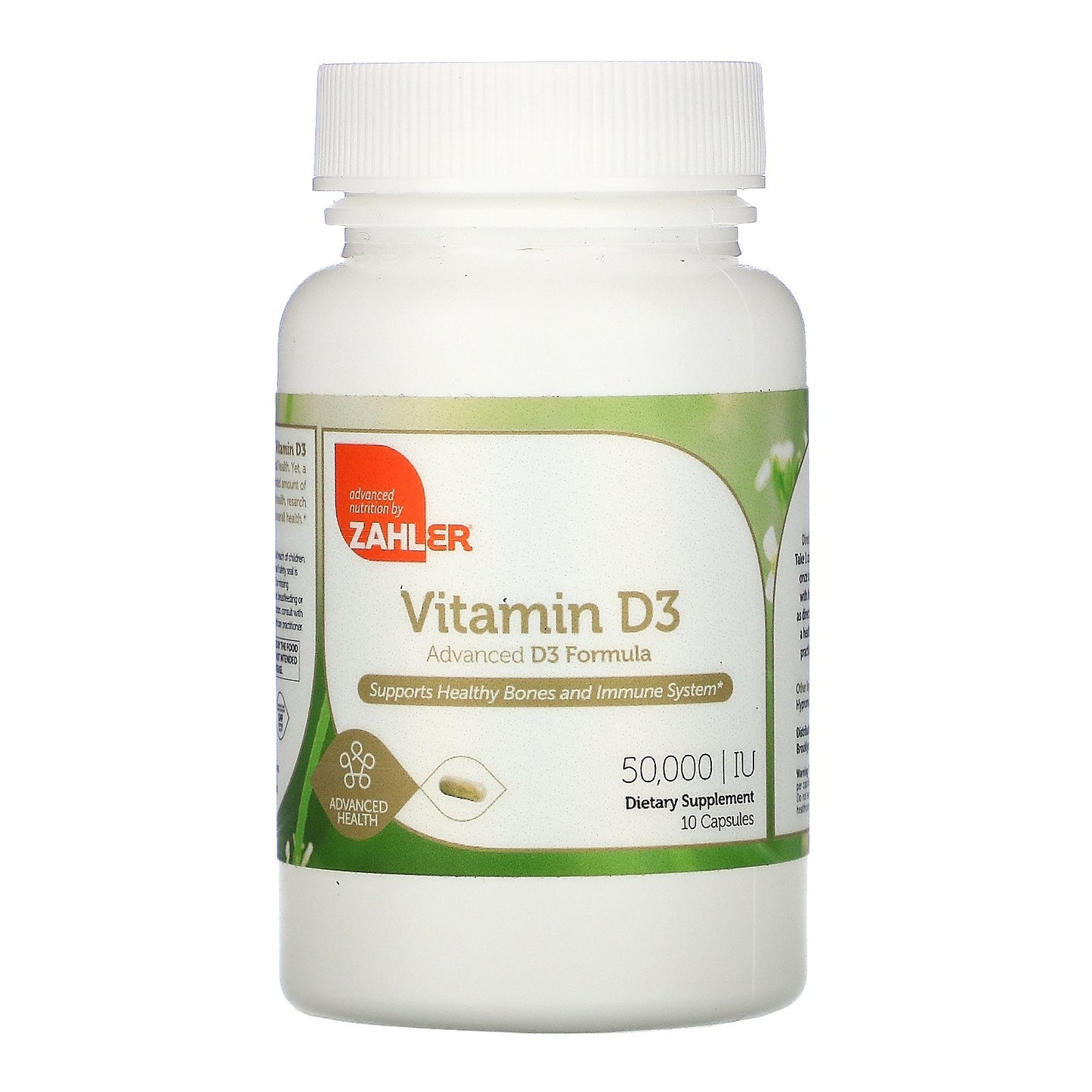 Zahler, Vitamin D3, 1,250 mcg (50,000 IU), 10 Capsules