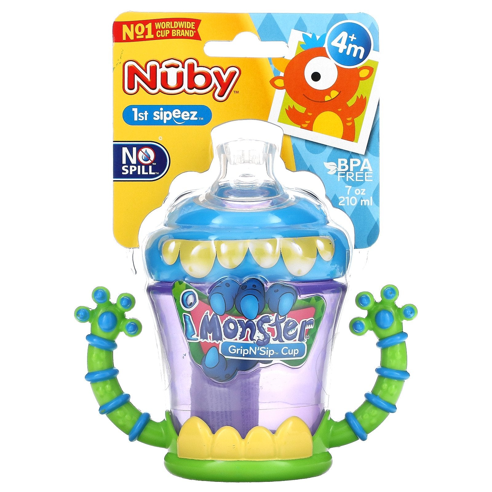 Nuby, iMonster Grip N' Sip Cup, 4+ Months, 7 oz (210 ml)