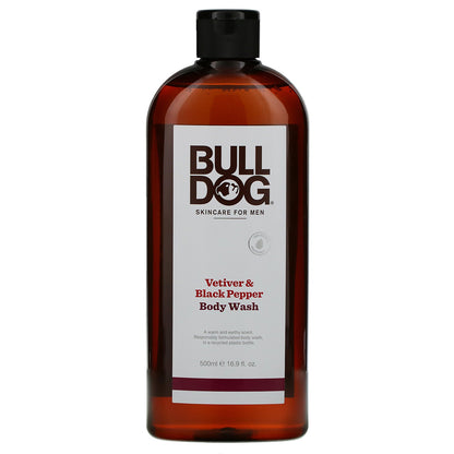 Bulldog Skincare For Men, Body Wash, Vetiver & Black Pepper, 16.9 fl oz (500 ml)