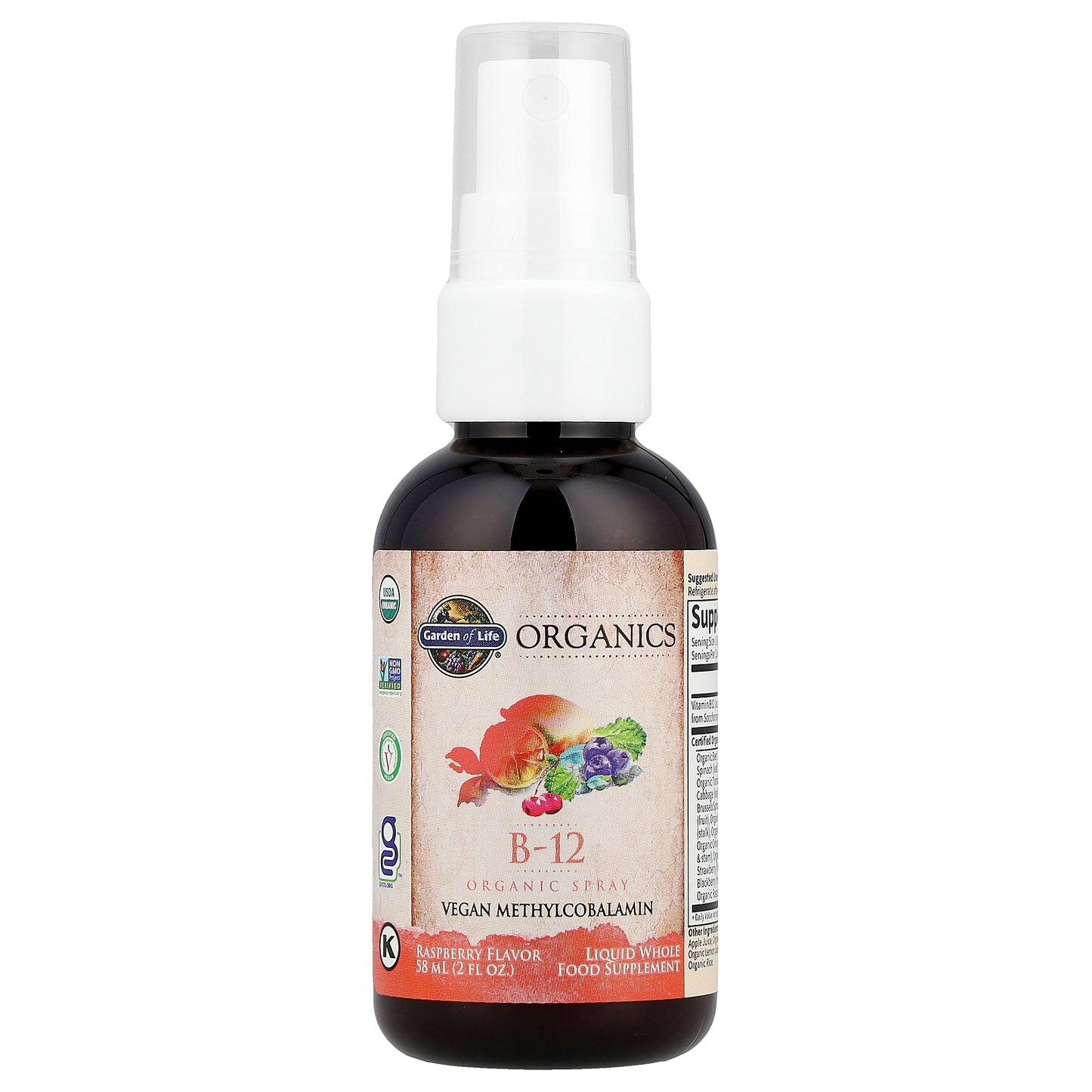 Garden of Life, Organics, B-12 Organic Spray, Raspberry, 2 fl oz (58 ml)