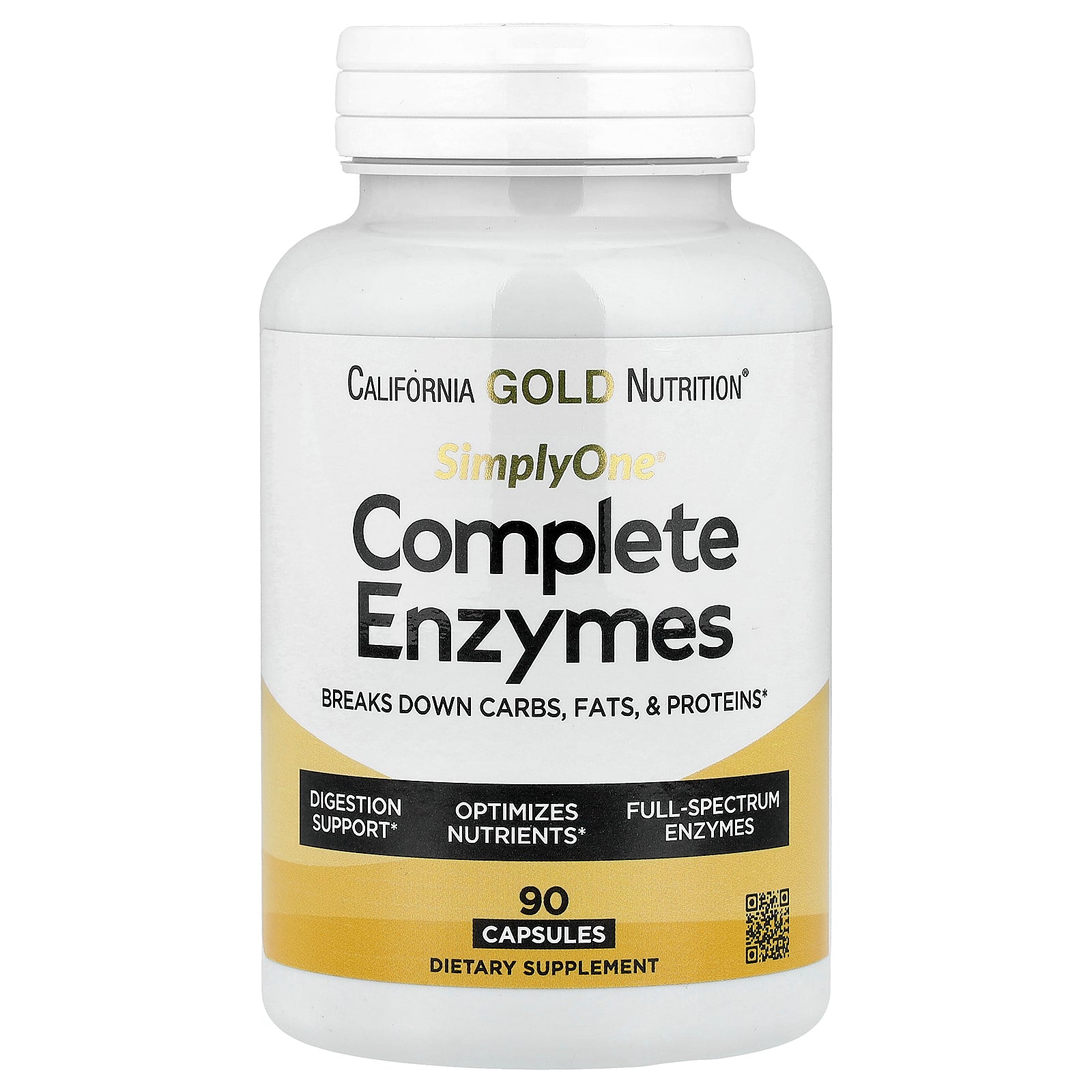 California Gold Nutrition, SimplyOne®, Complete Enzymes with Betaine HCl, Ox Bile Extract, Full-Spectrum Enzymes, and Bromelain, 90 Capsules
