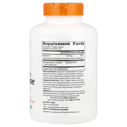 Doctor's Best, High Potency Serrapeptase, 120,000 SPU, 270 Veggie Caps