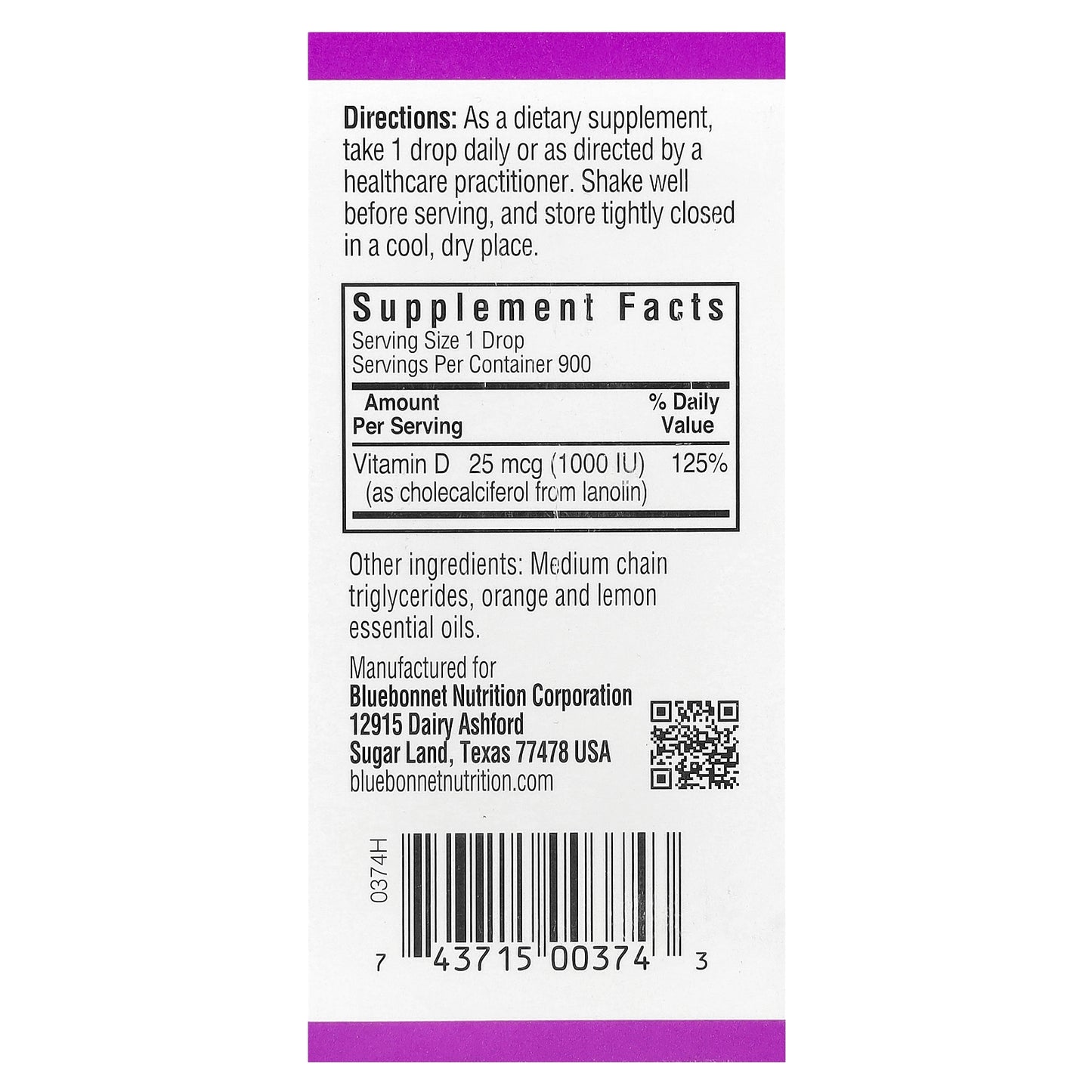 Bluebonnet Nutrition, Liquid Vitamin D3 Drops, Citrus, 25 mcg (1,000 IU), 1 fl oz (30 ml)