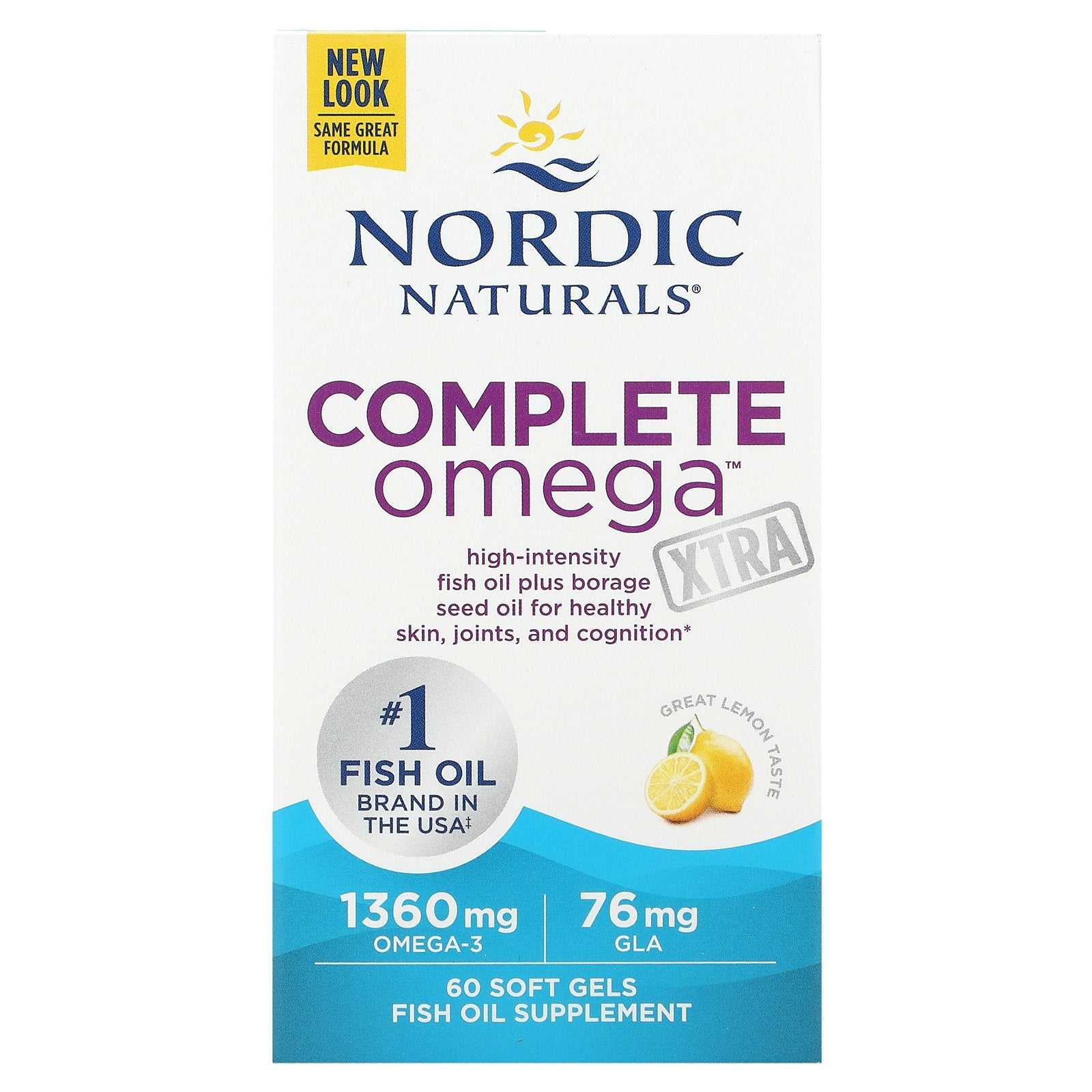 Nordic Naturals, Complete Omega Xtra, Lemon, 1,360 mg, 60 Soft Gels (680 mg per Soft Gel)