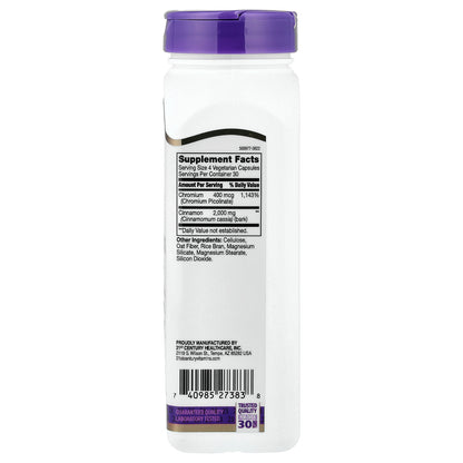 21st Century, Cinnamon plus Chromium, 120 Vegetarian Capsules