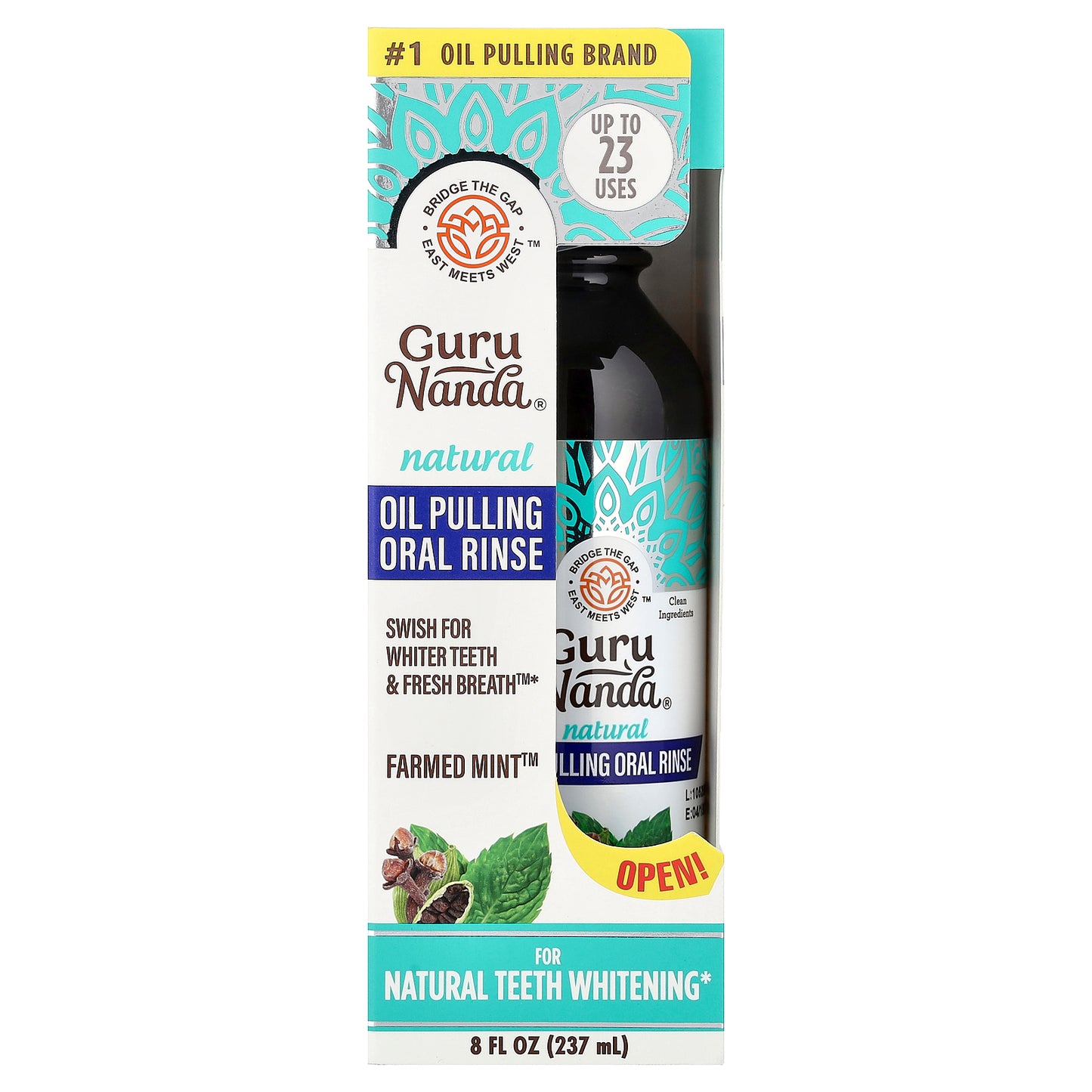 GuruNanda, Natural Oil Pulling Oral Rinse, Farmed Mint™, 8 fl oz (237 ml)