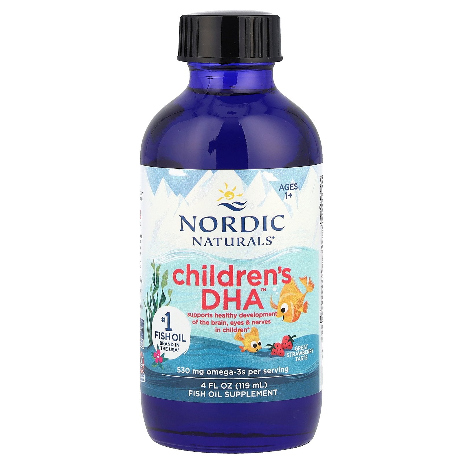 Nordic Naturals, Children's DHA, Ages 1-6, Strawberry, 530 mg, 4 fl oz (119 ml) (530 mg per 1/2 Tsp)