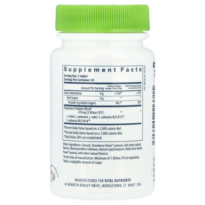 Vital Nutrients, Hyperbiotics®, Pro-Kids® ENT Probiotic, Strawberry Vanilla, 45 Vegan Chewable