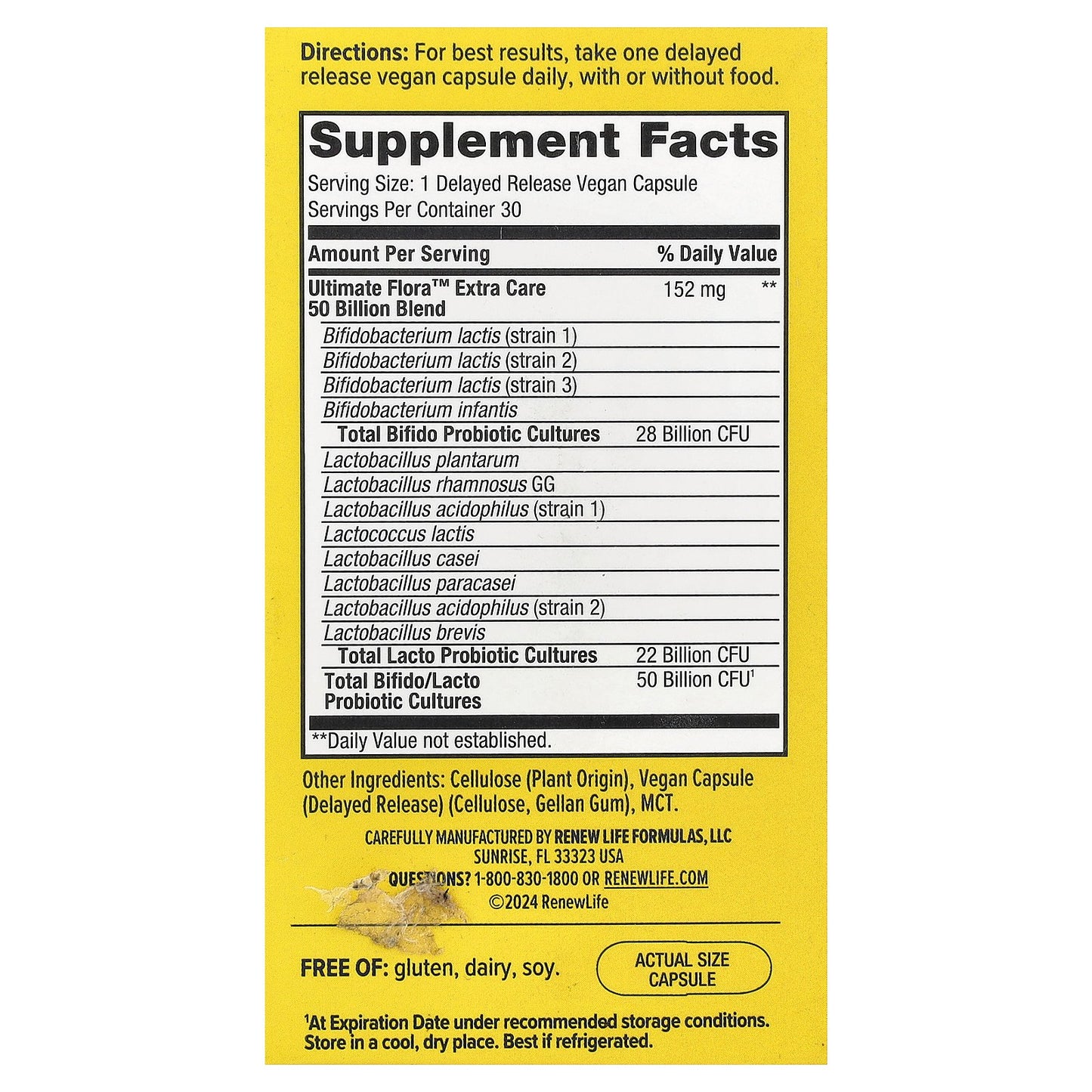 Renew Life, Ultimate Flora™ Probiotic, 50 Billion CFU, 30 Delayed Release Vegan Capsules
