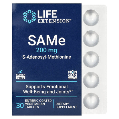 Life Extension, SAMe S-Adenosyl-Methionine, 200 mg, 30 Enteric Coated Vegetarian Tablets