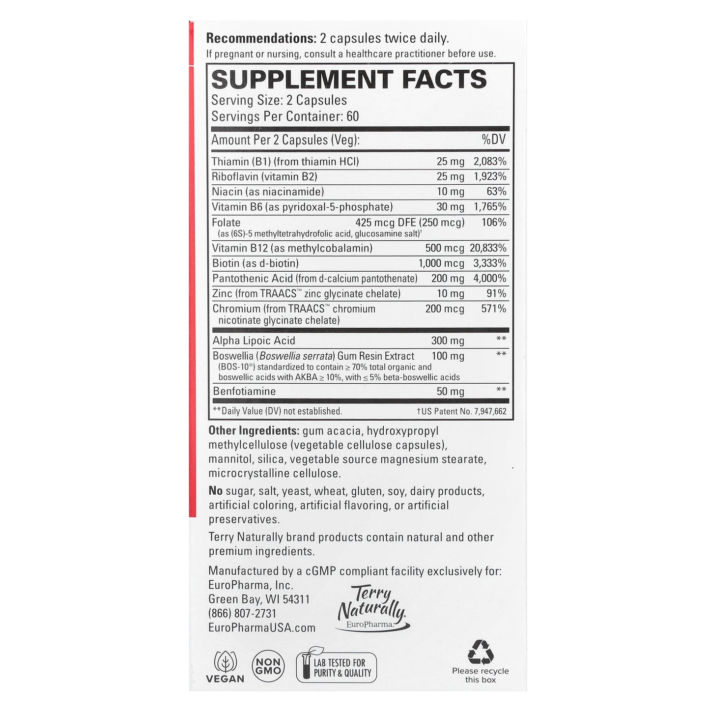 Terry Naturally, Healthy Feet & Nerves™, 120 Capsules