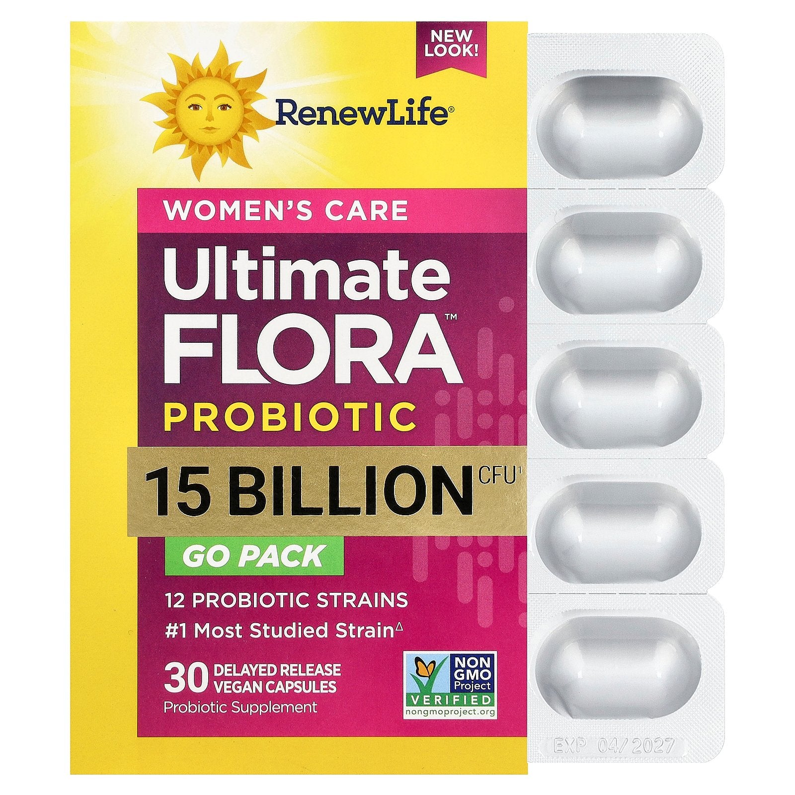 Renew Life, Women's Care, Ultimate Flora™ Probiotic, 15 Billion CFU, 30 Delayed Release Vegan Capsules